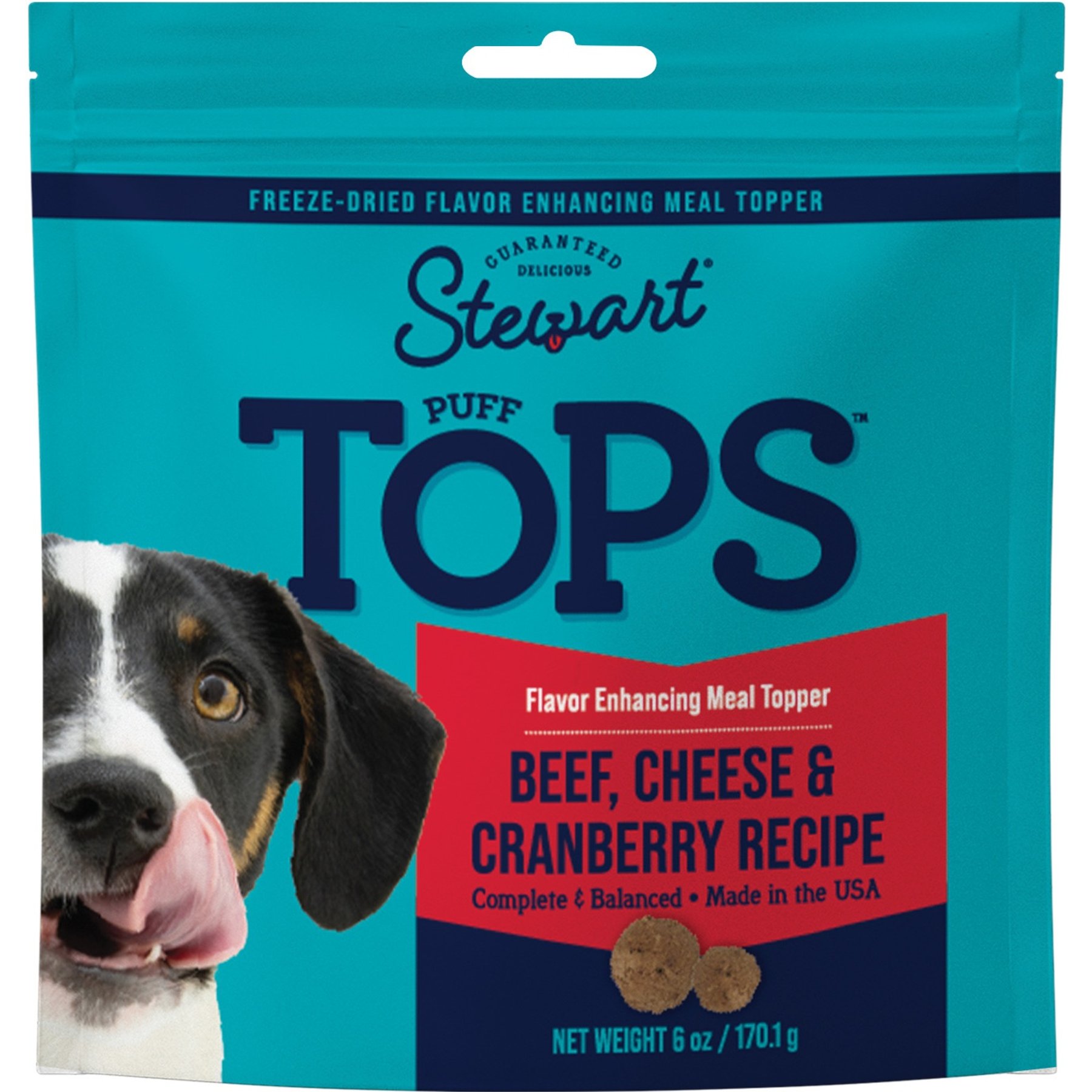 Stewart Puff Tops Beef, Cheese & Cranberry Recipe Limited-Ingredient Freeze-Dried Dog Food Topper