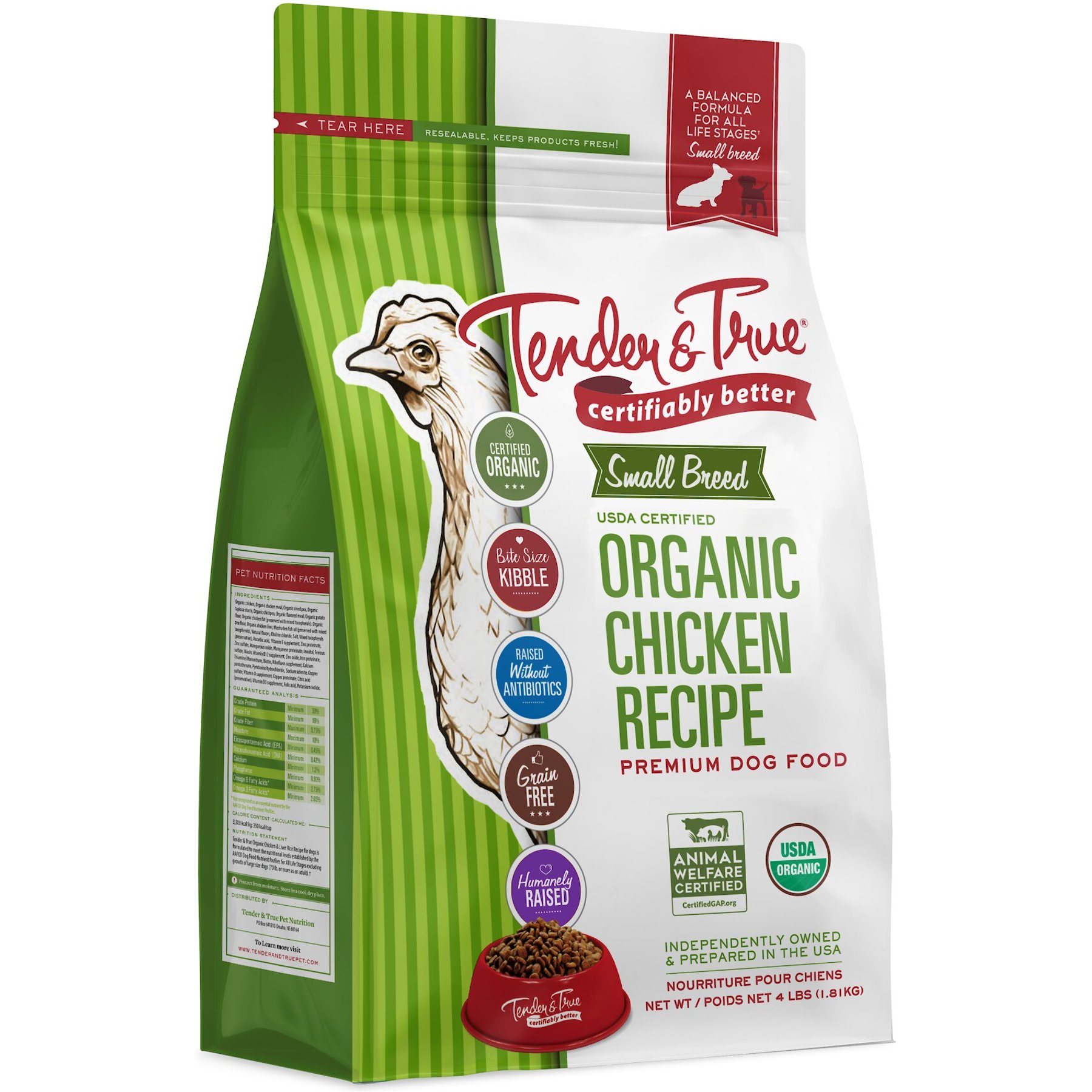 Tender & True Organic Chicken Recipe Small Breed Grain-Free Dry Dog Food