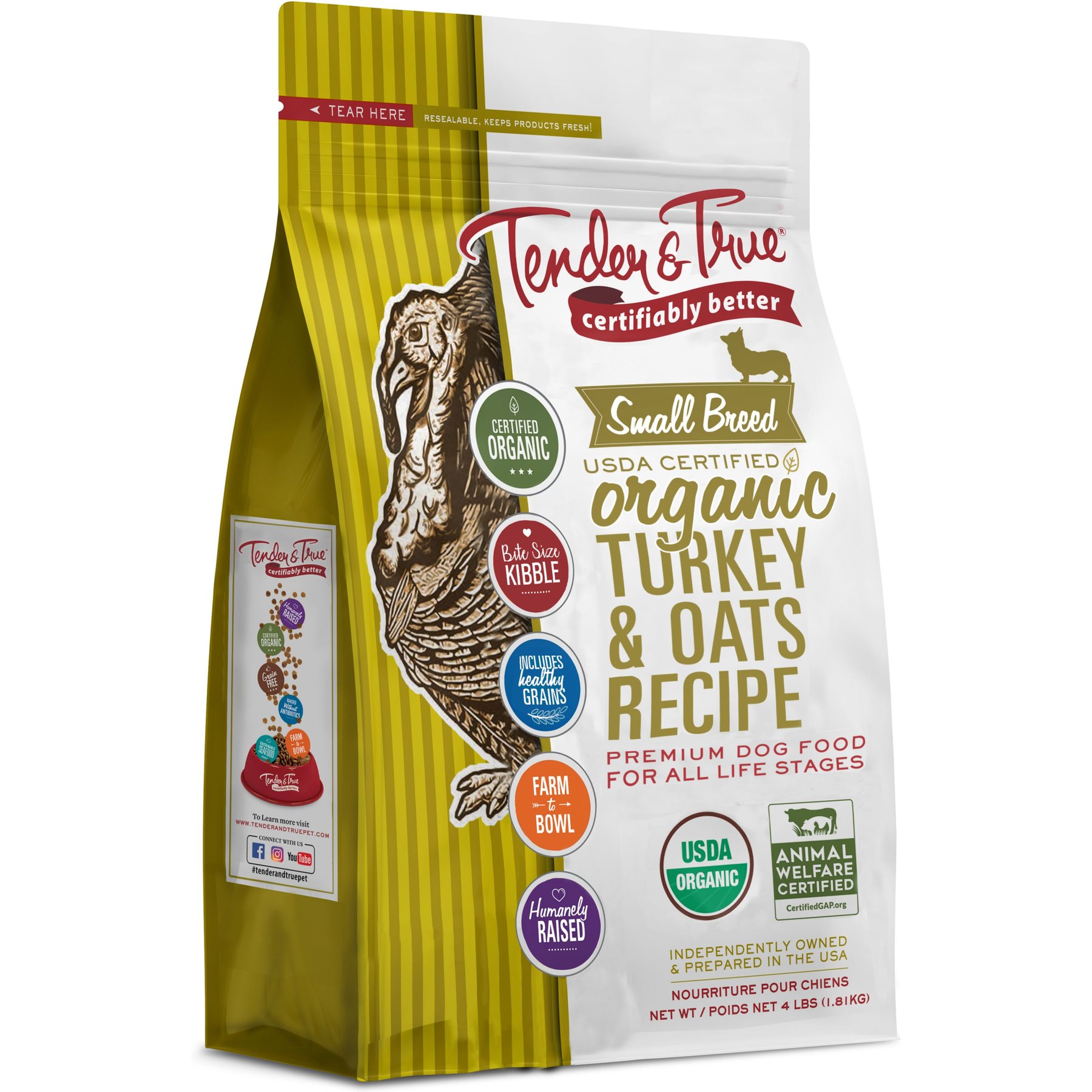 Tender & True Organic Turkey & Oats Recipe Small Breed Dry Dog Food