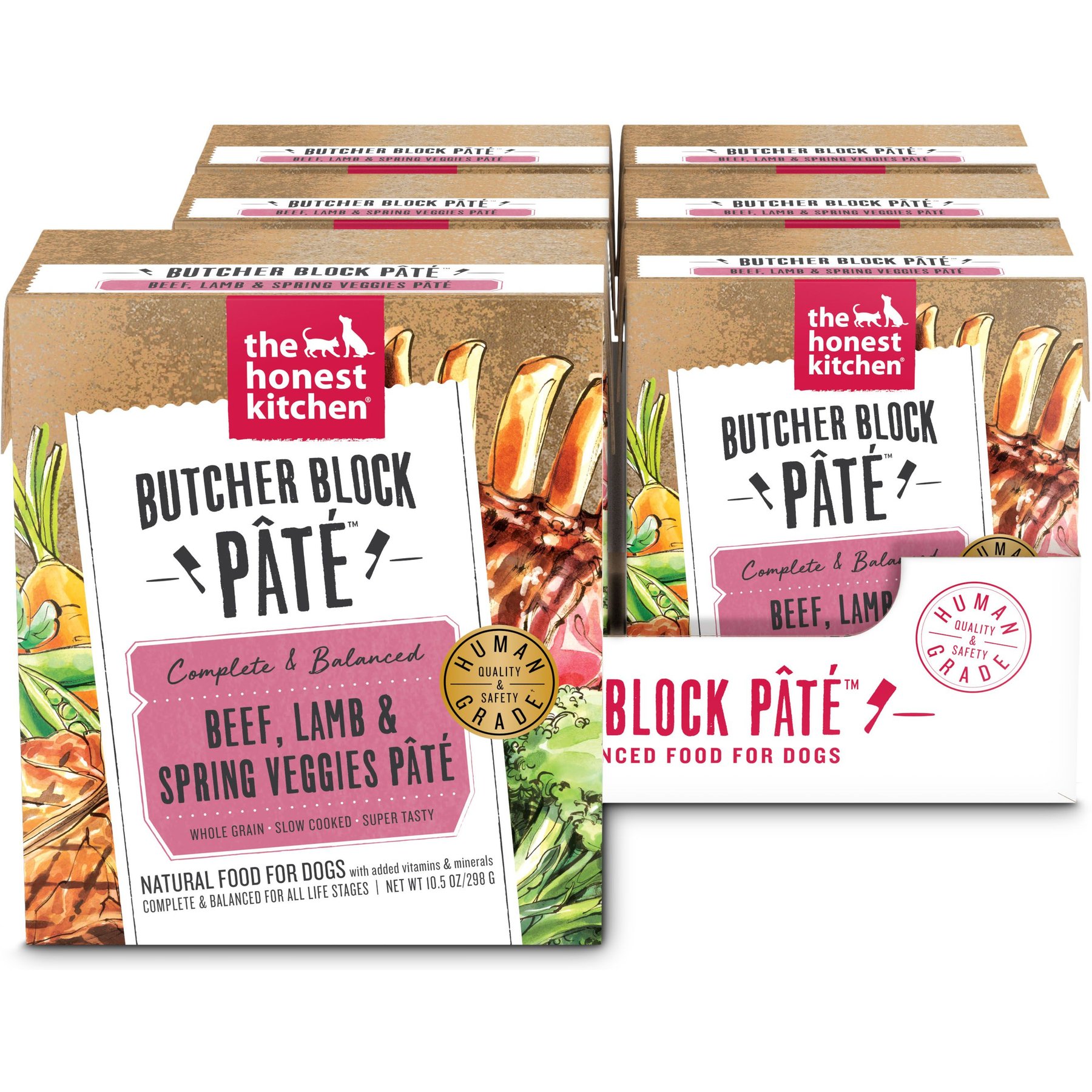 The Honest Kitchen Butcher Block Pate Beef, Lamb & Spring Veggies Wet Dog Food, 10.5-oz bag, case of 6