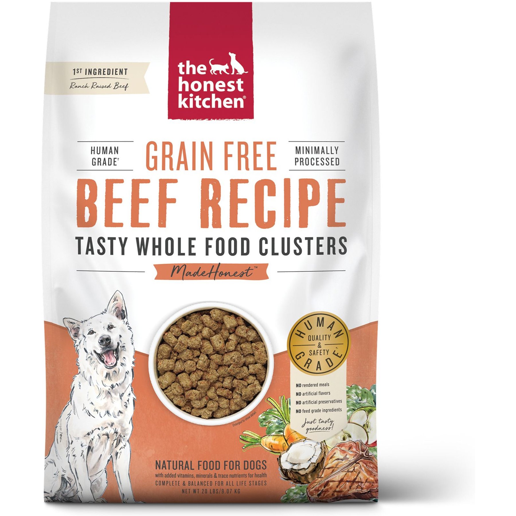 The Honest Kitchen Grain-Free Beef Whole Food Clusters Dry Dog Food