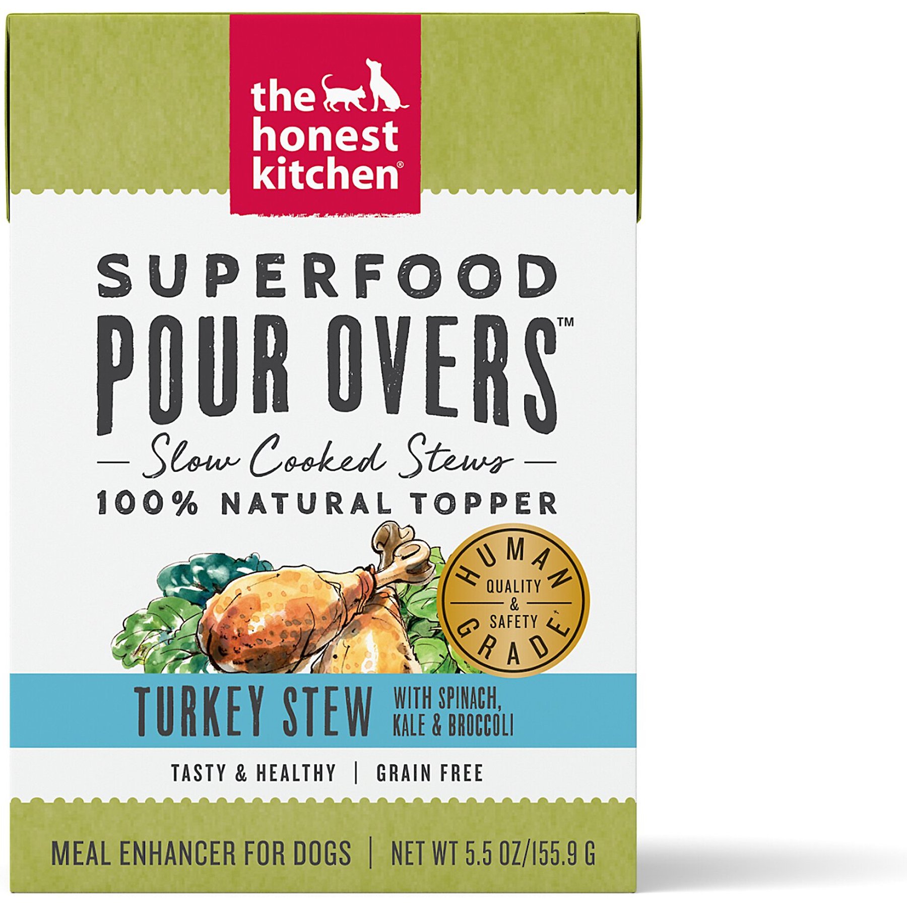 The Honest Kitchen Superfood POUR OVERS Turkey Stew with Veggies Wet Dog Food Topper, 5.5-oz, case of 12