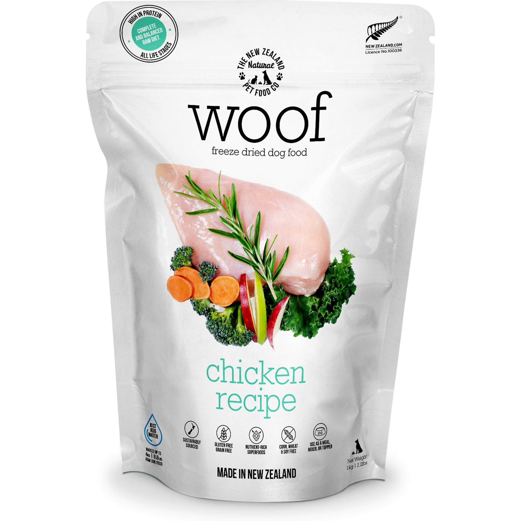 The New Zealand Natural Pet Food Co. Woof Chicken Grain-Free Freeze-Dried Raw Dog Food