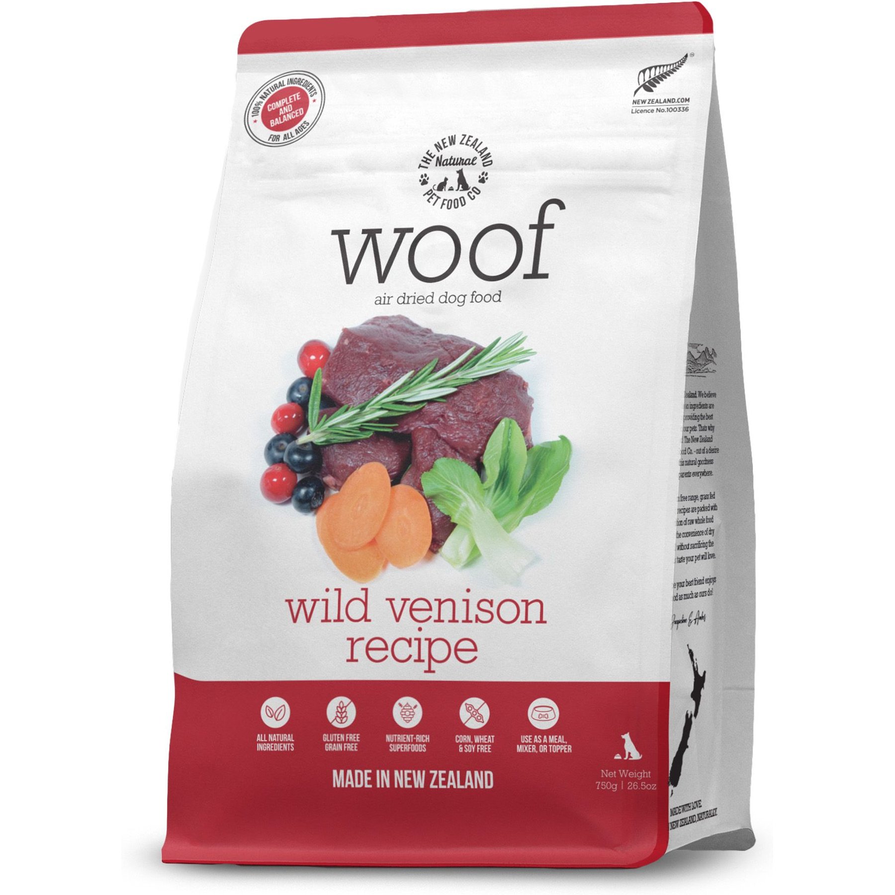 The New Zealand Natural Pet Food Co. Woof Venison Air Dried Dog Food