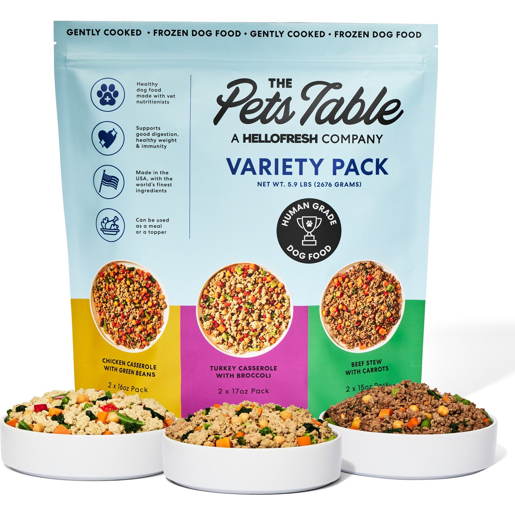 The Pets Table Freshly-Made Frozen Human-Grade Variety Pack Dog Food