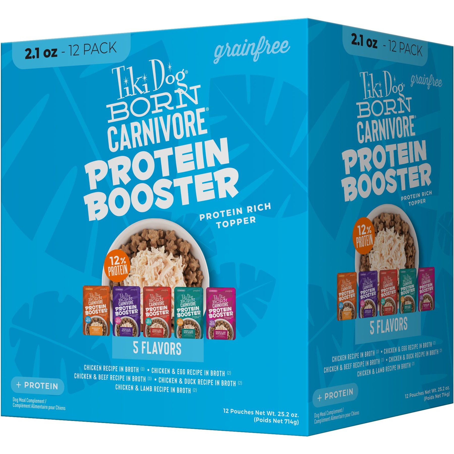 Tiki Dog Born Carnivore Protein Booster Variety Pack Grain-Free Dog Food Topper, 2.1-oz pouch, case of 12