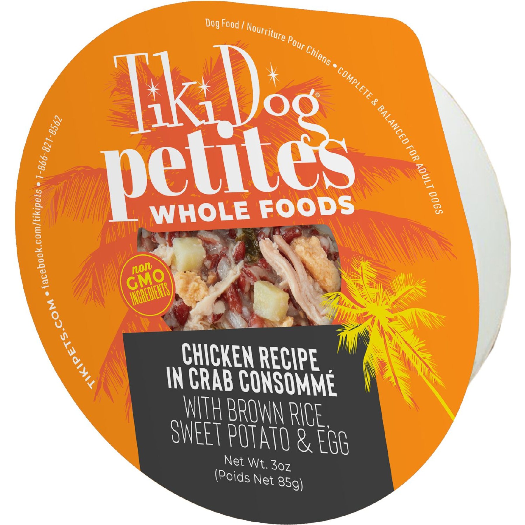 Tiki Dog Petites Whole Foods Adult NON GMO Chicken Recipe in Crab Consomme Wet Dog Food