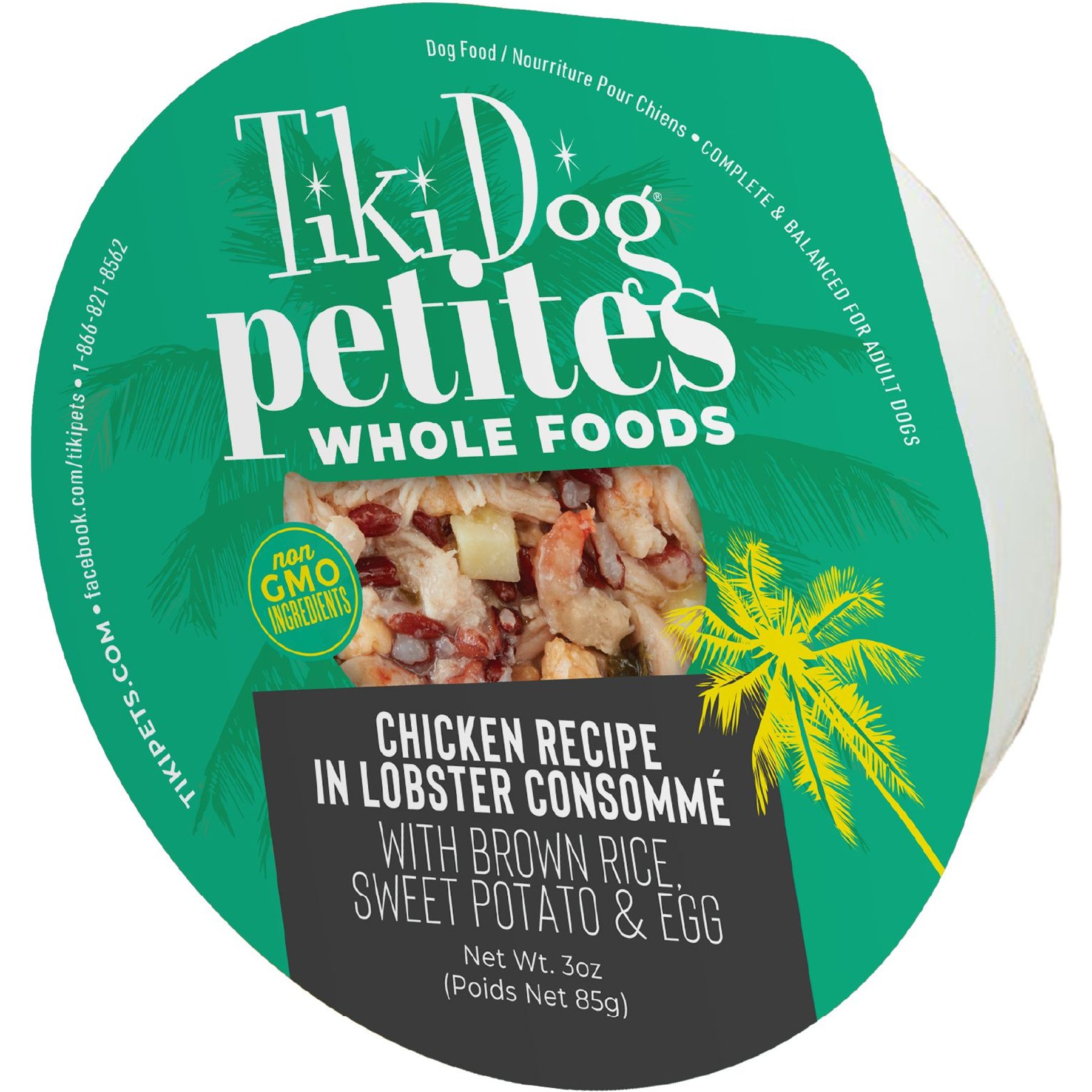 Tiki Dog Petites Whole Foods Adult NON GMO Chicken Recipe in Lobster Consomme Wet Dog Food