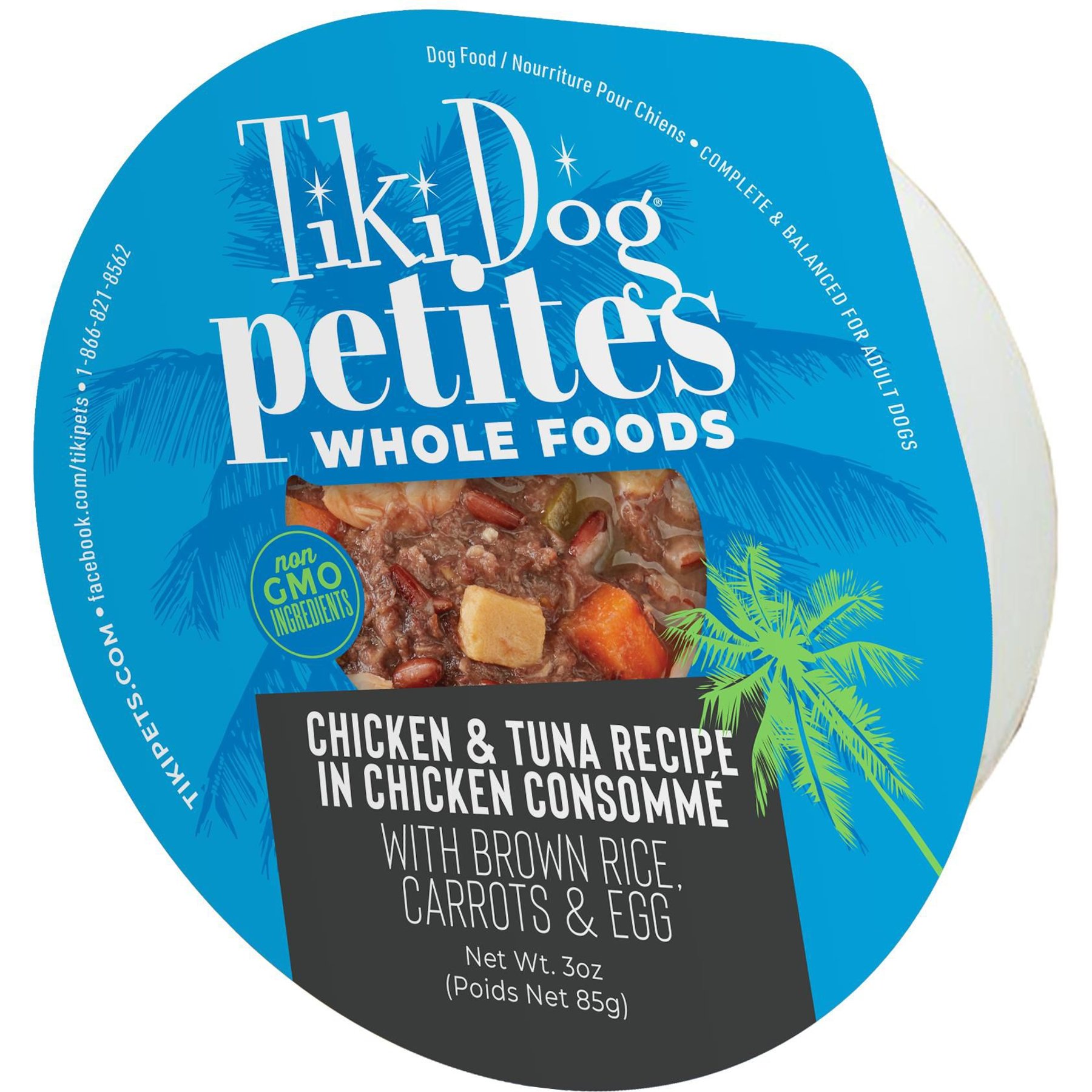 Tiki Dog Petites Whole Foods Adult NON GMO Chicken & Tuna Recipe in Chicken Consomme Wet Dog Food