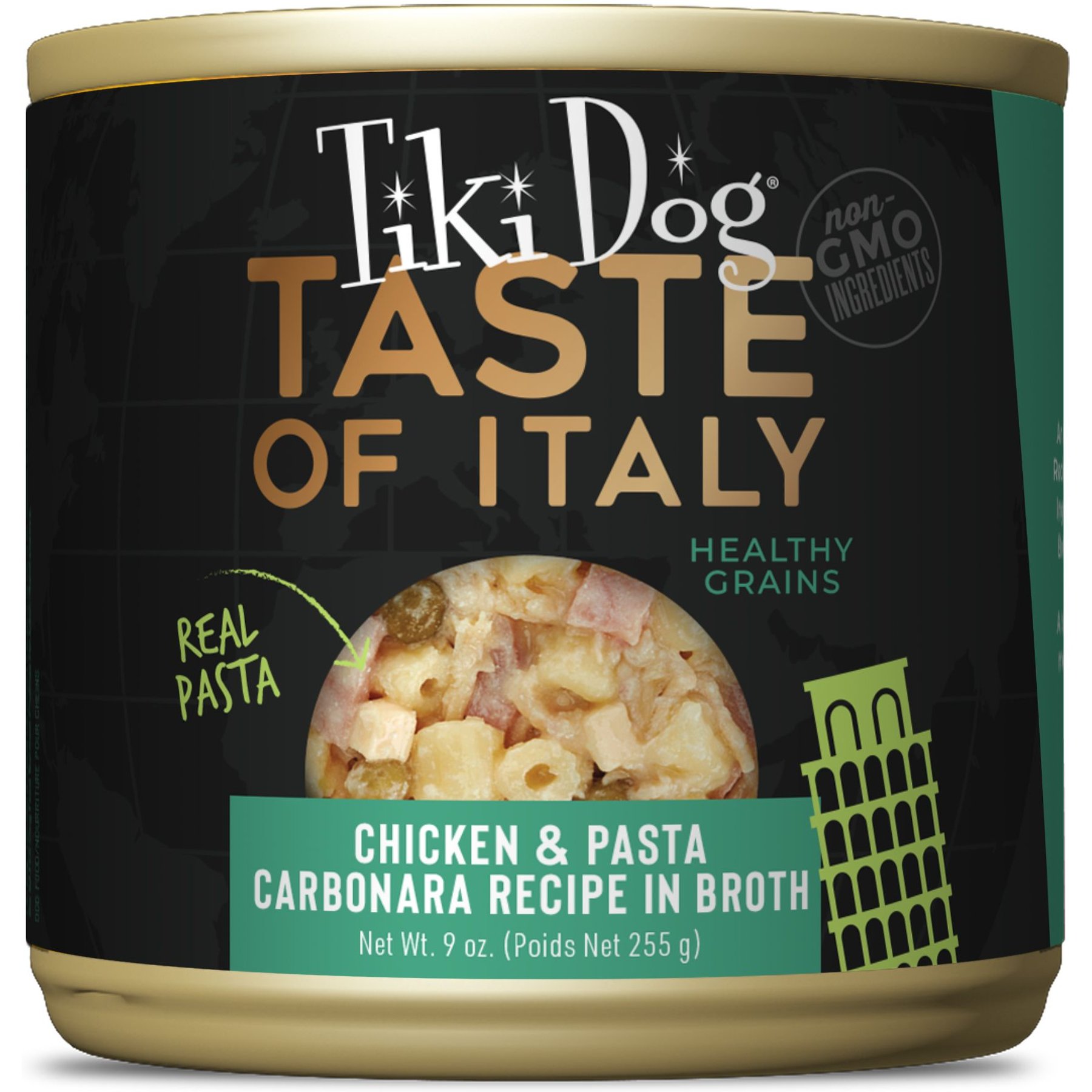 Tiki Dog Taste of the World Italy NON GMO Chicken & Pasta Carbonara Recipe Wet Dog Food