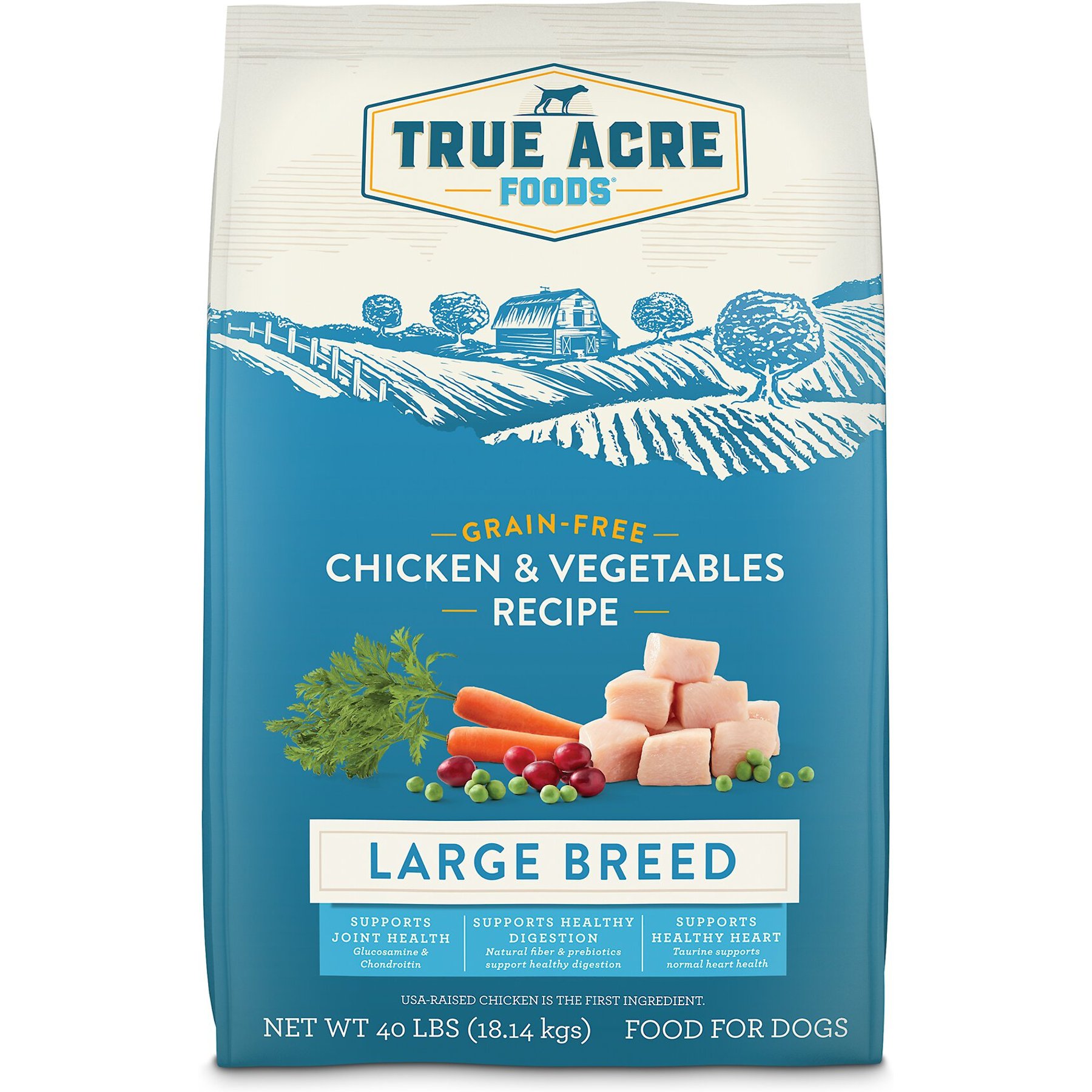True Acre Foods Large Breed Chicken & Vegetables Recipes Grain-Free Dry Dog Food