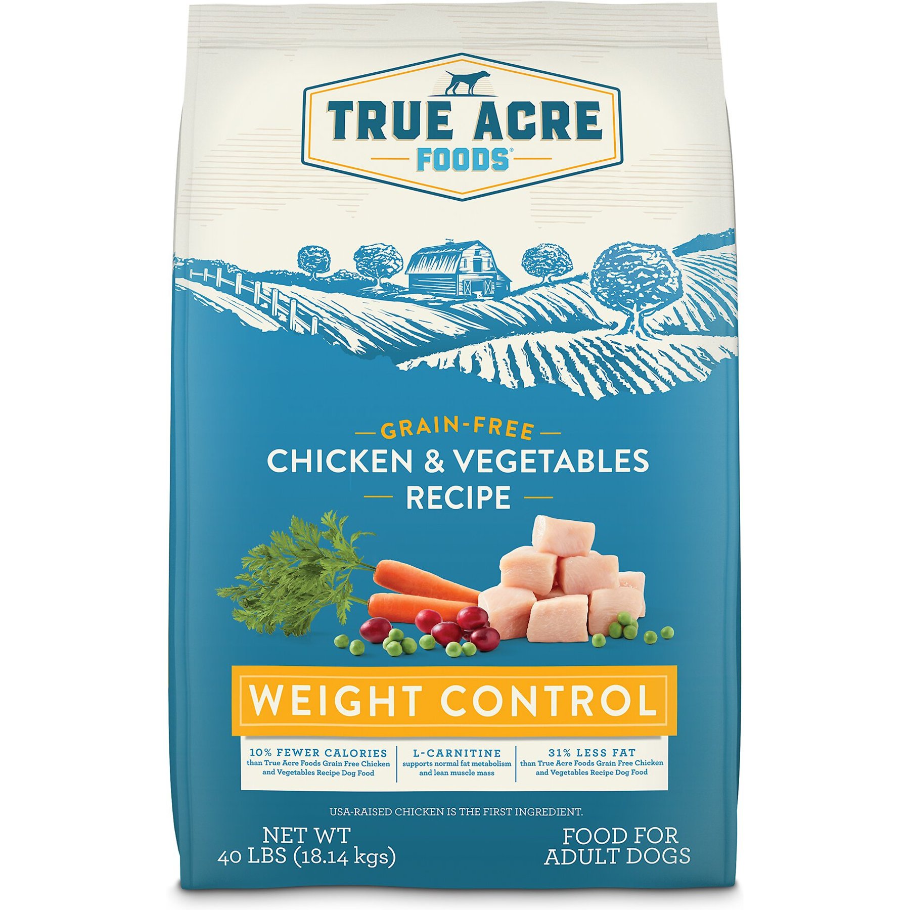 True Acre Foods Weight Control Chicken & Vegetables Recipes Grain-Free Dry Dog Food