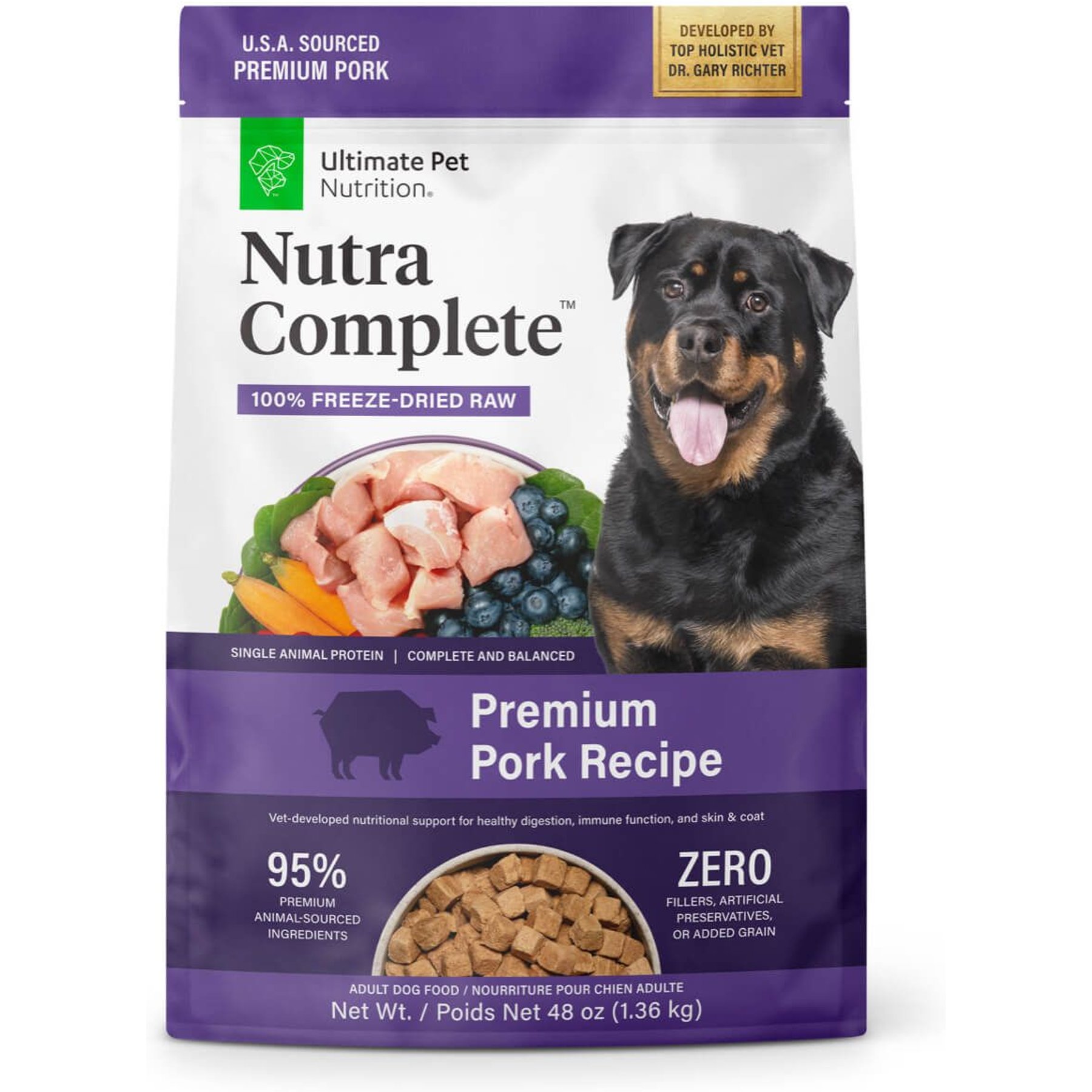 Ultimate Pet Nutrition Nutra Complete Premium Pork Freeze-Dried Raw Dog Food