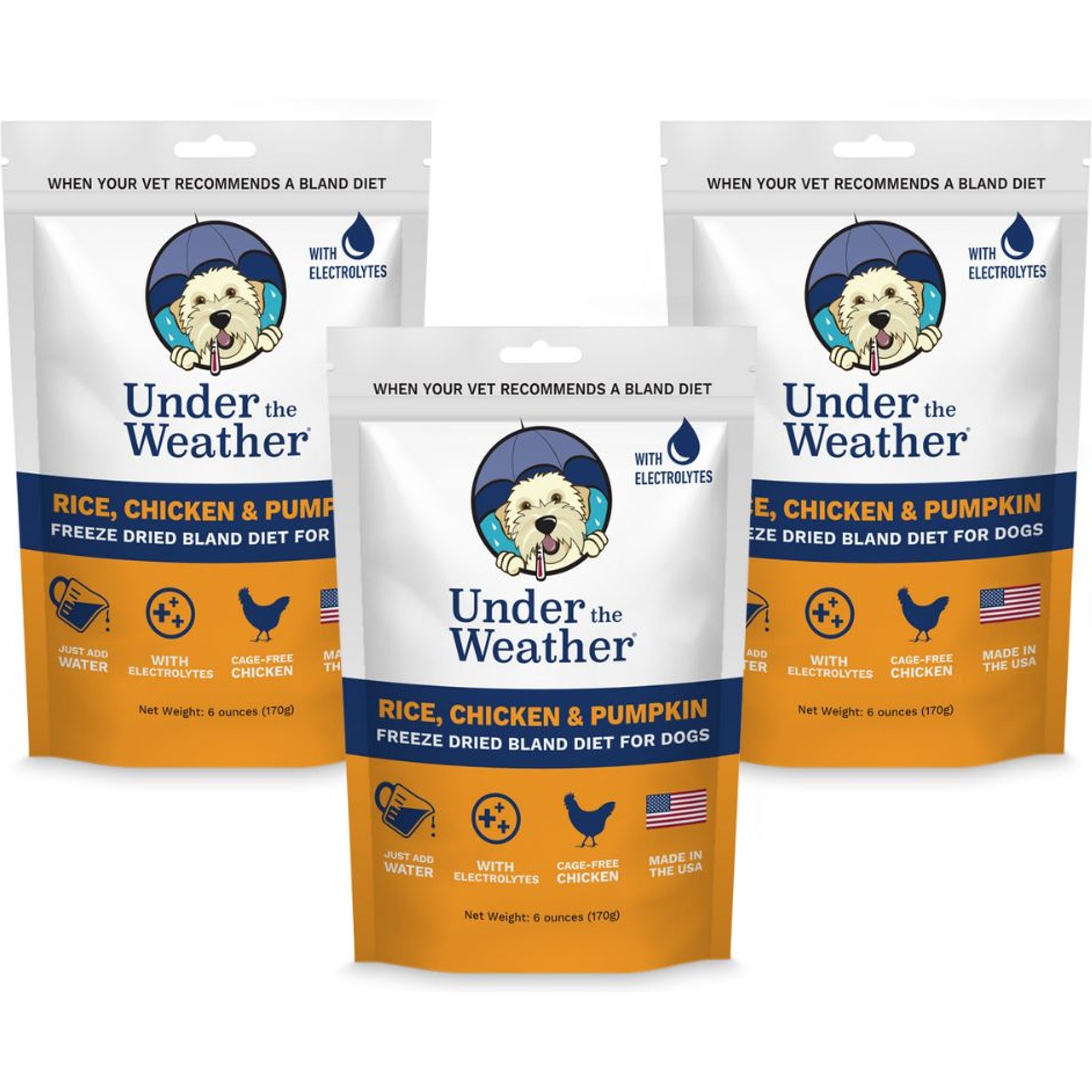 Under the Weather Rice, Chicken & Pumpkin Freeze-Dried Dog Food, 6-oz bag, 3 count