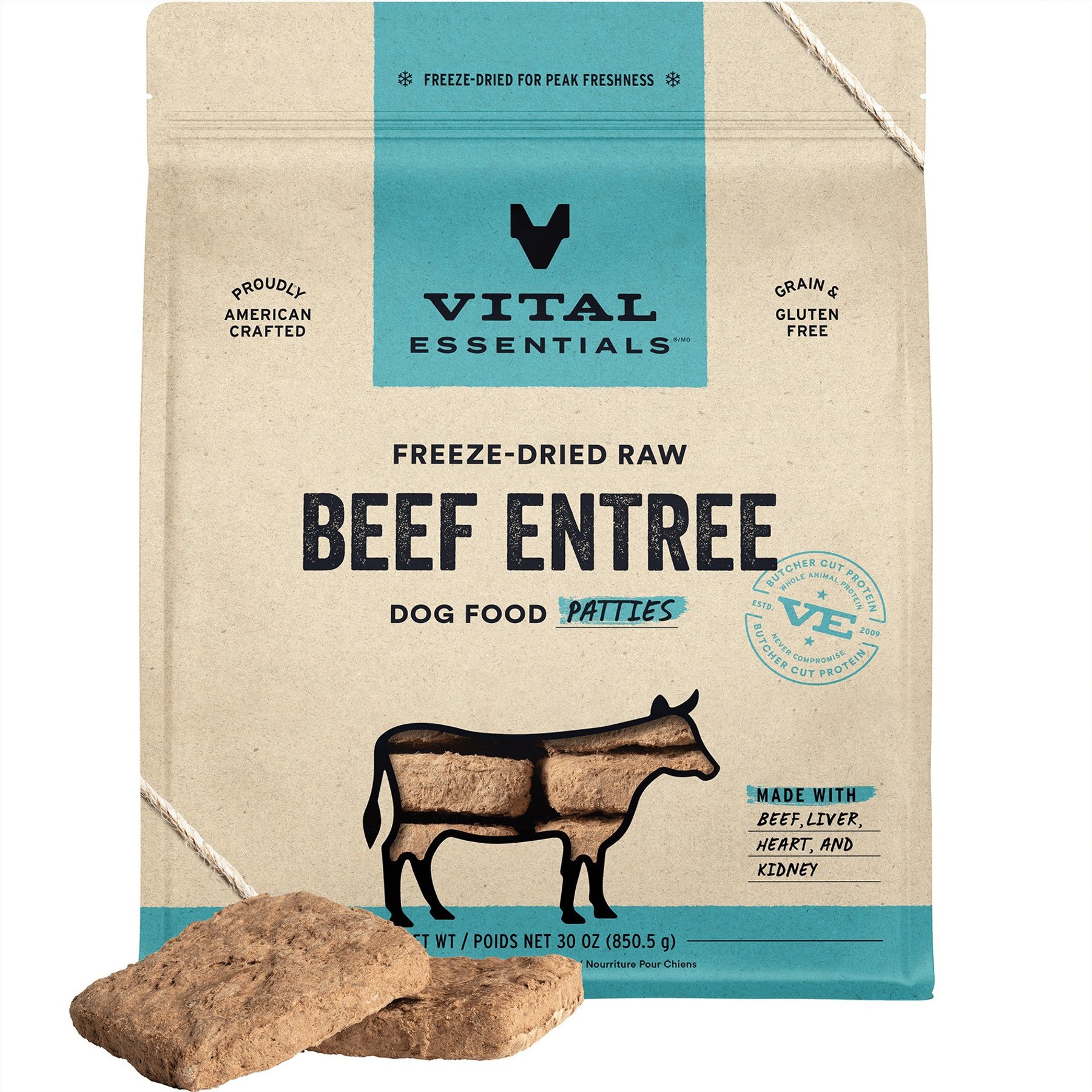Vital Essentials Freeze-Dried Raw Beef Patties Entree Dog Food