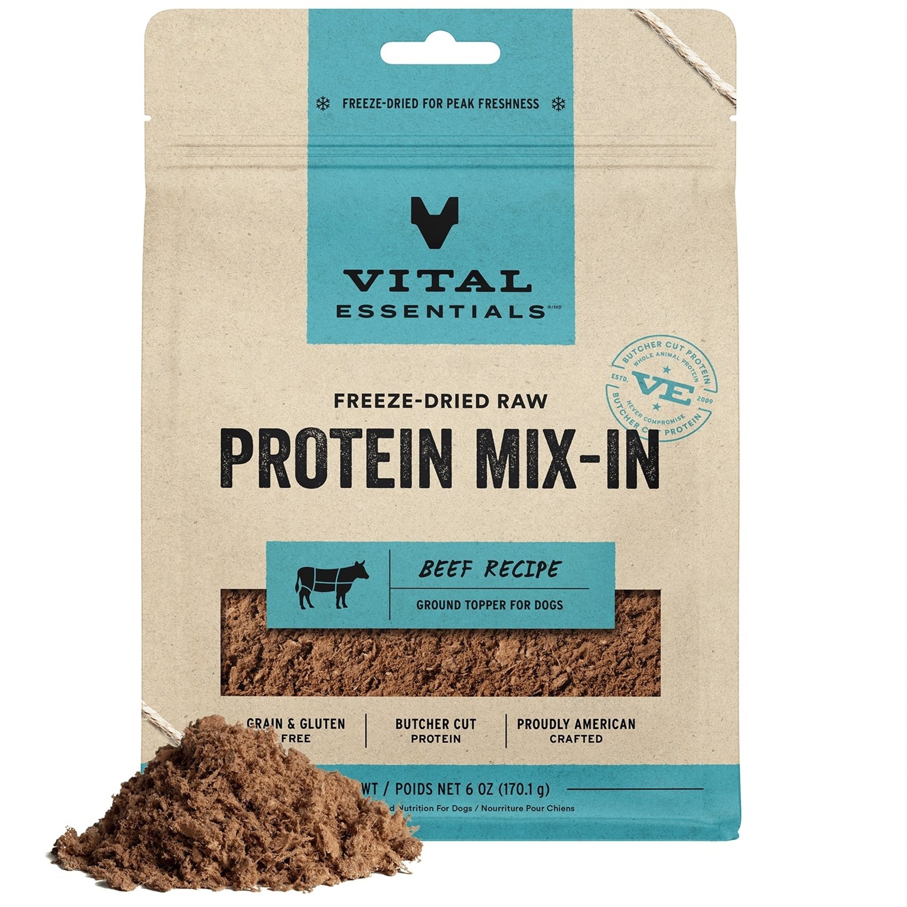 Vital Essentials Freeze-Dried Raw Protein Mix-In Beef Recipe Ground Dog Food Topper