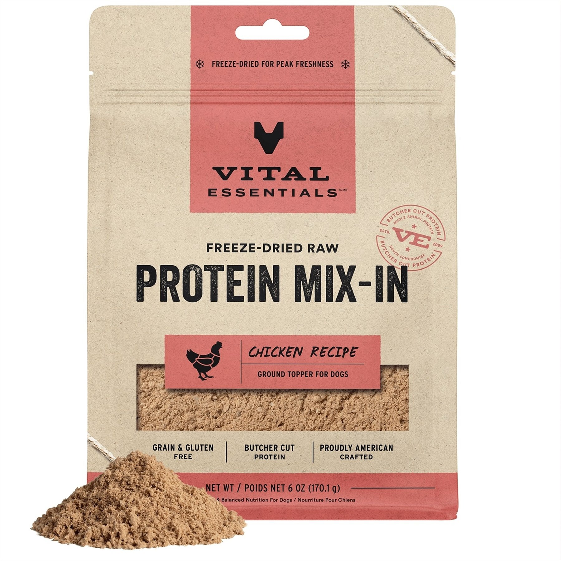 Vital Essentials Freeze-Dried Raw Protein Mix-In Chicken Recipe Ground Dog Food Topper