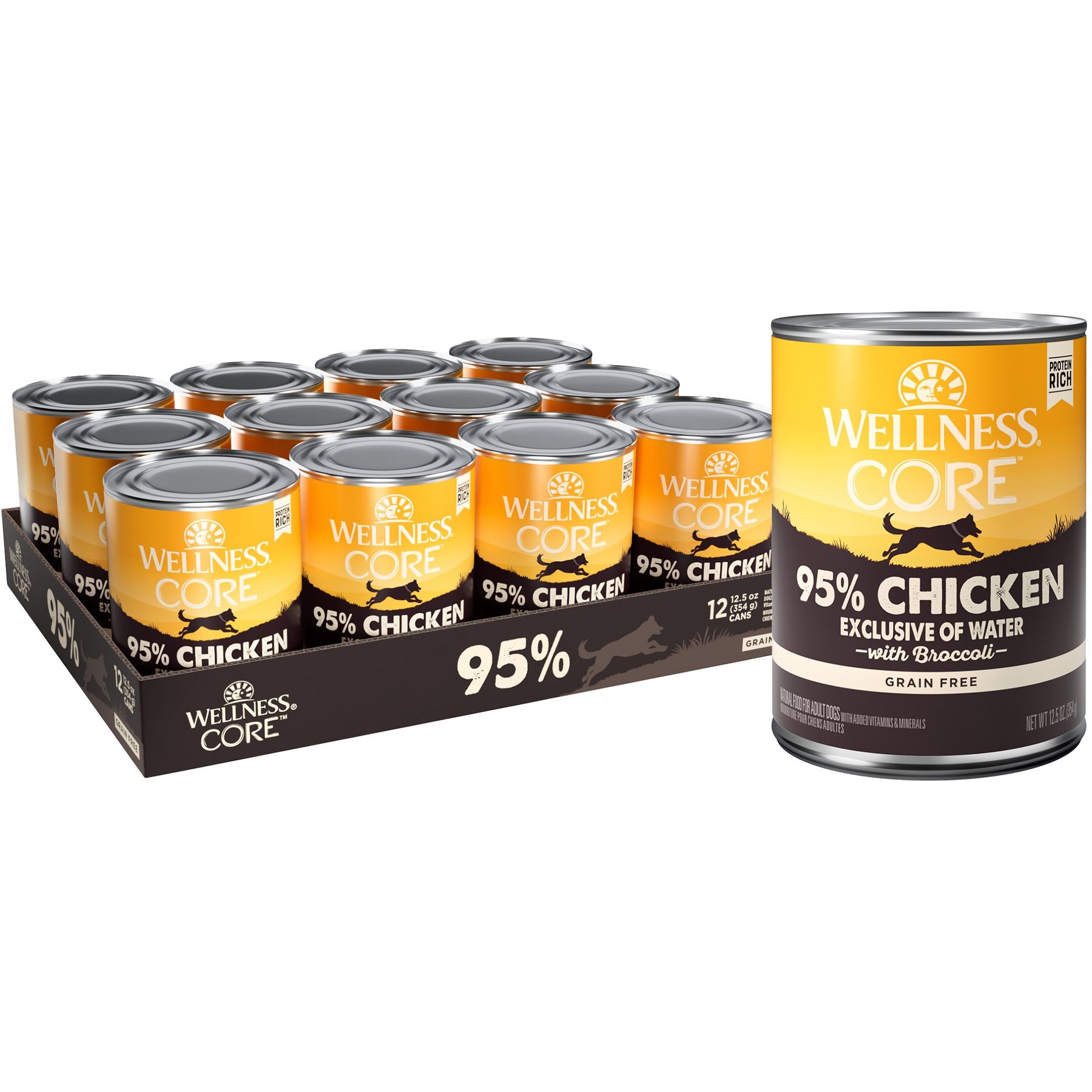 Wellness Wellness CORE 95% Grain-Free Chicken & Broccoli Canned Dog Food dog food package