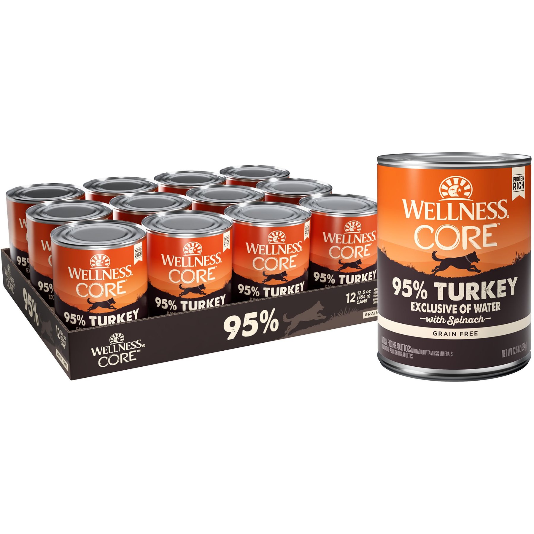 Wellness CORE 95% Grain-Free Turkey & Spinach Canned Dog Food