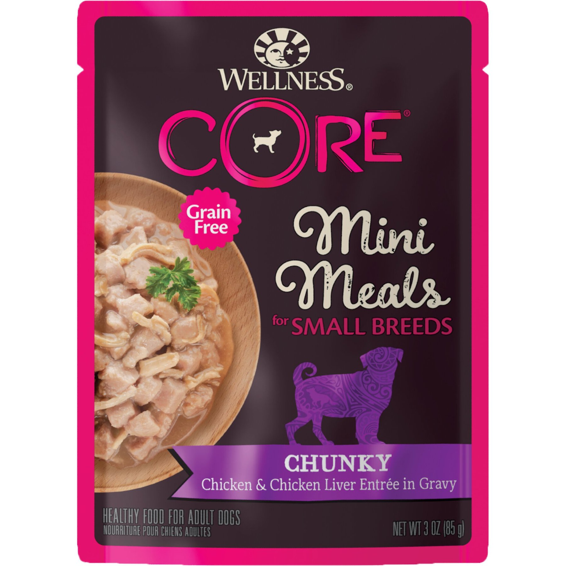 Wellness CORE Grain-Free Small Breed Mini Meals Chunky Chicken & Chicken Liver in Gravy Dog Food Pouches