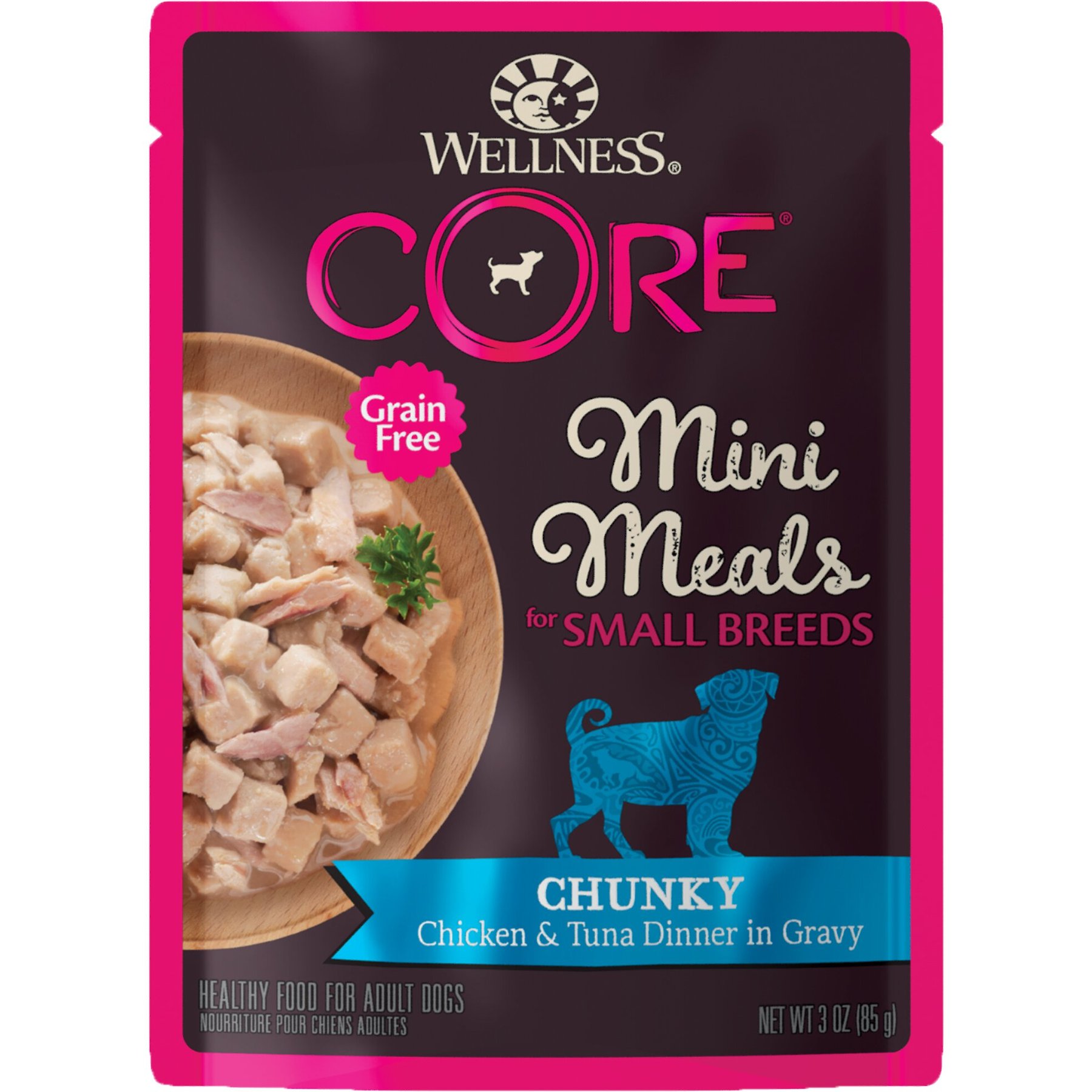 Wellness CORE Grain-Free Small Breed Mini Meals Chunky Chicken & Tuna in Gravy Dog Food Pouches