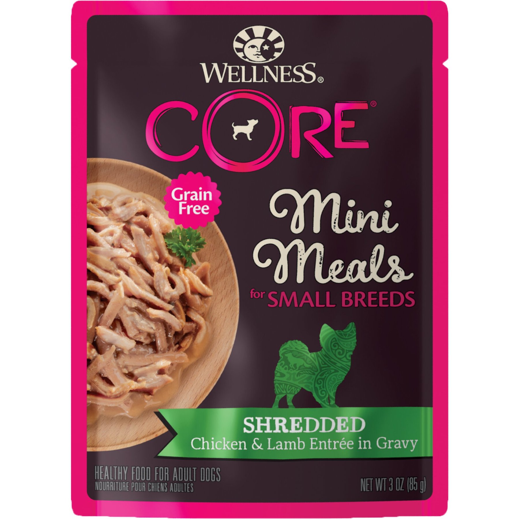Wellness CORE Grain-Free Small Breed Mini Meals Shredded Chicken & Lamb in Gravy Dog Food Pouches