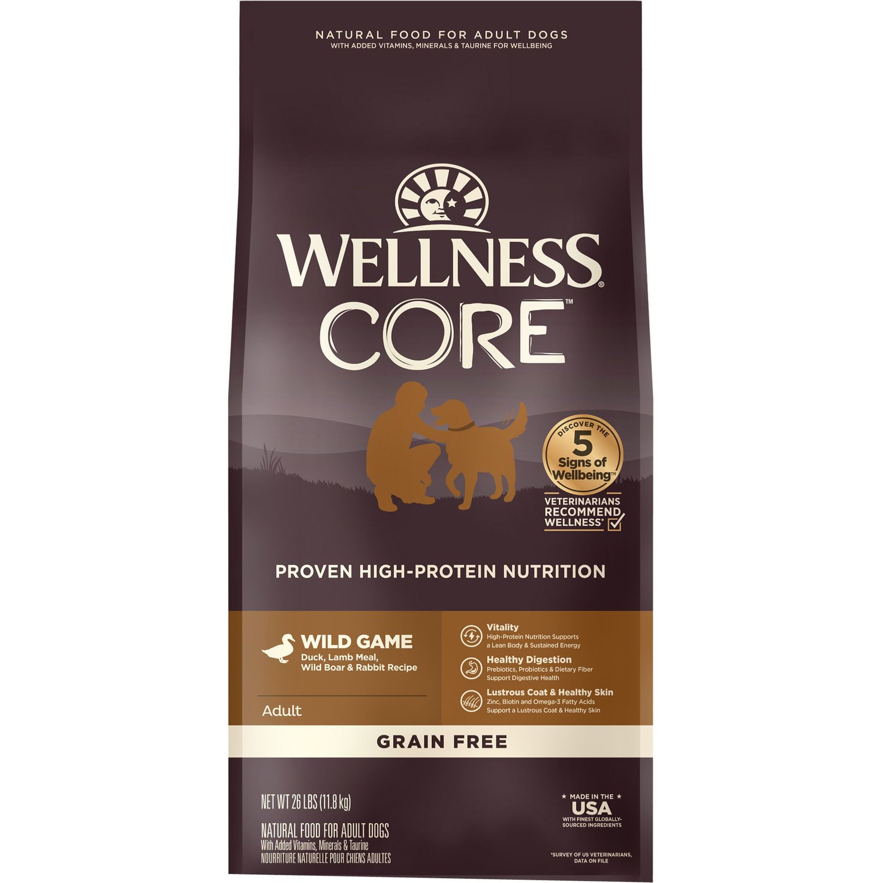 Wellness CORE Grain-Free Wild Game Duck, Lamb Meal, Boar & Rabbit Recipe Natural Dry Dog Food