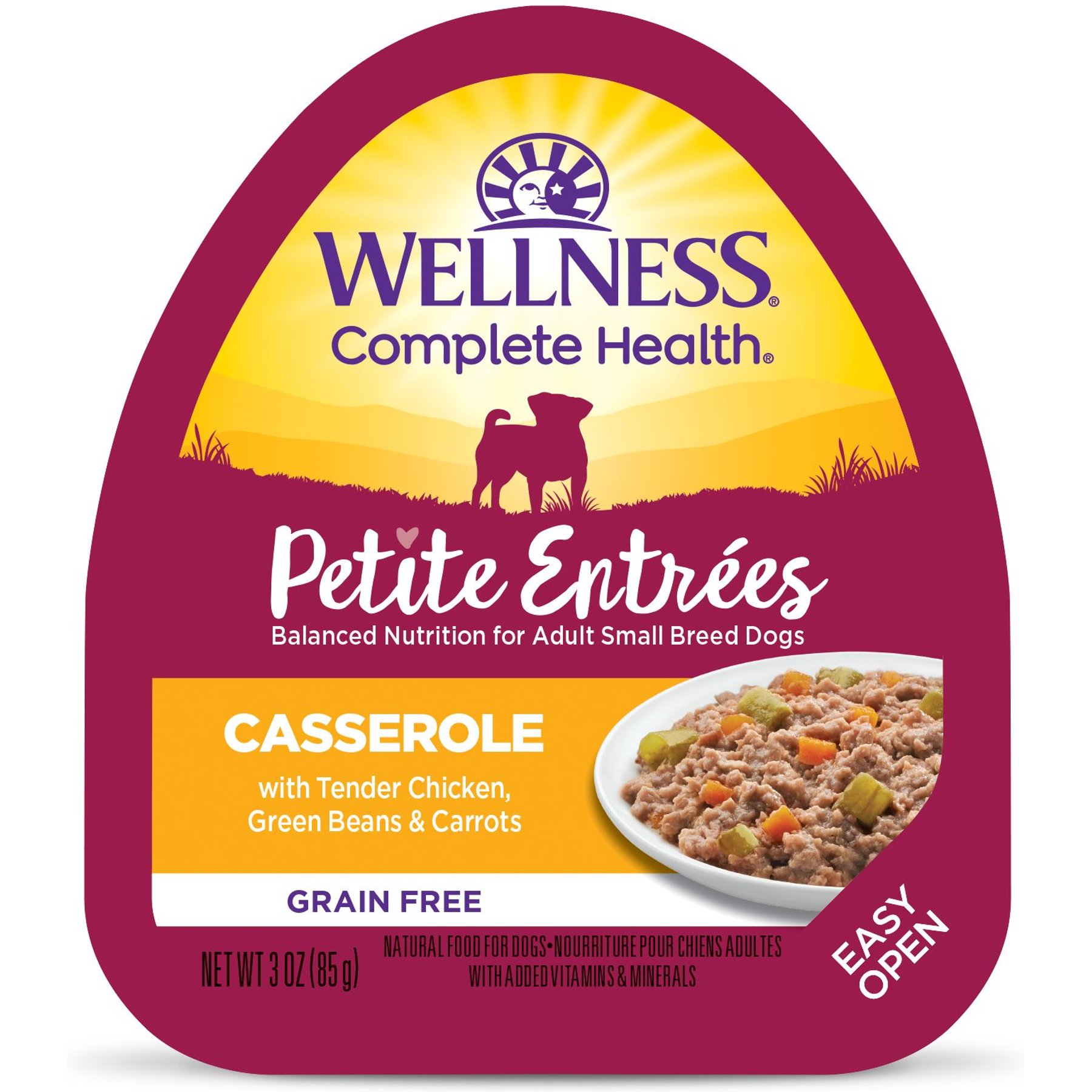 Wellness Complete Health Petite Entrees Adult Small Breed Grain-Free Chicken, Green Beans & Carrots Casserole Wet Dog Food