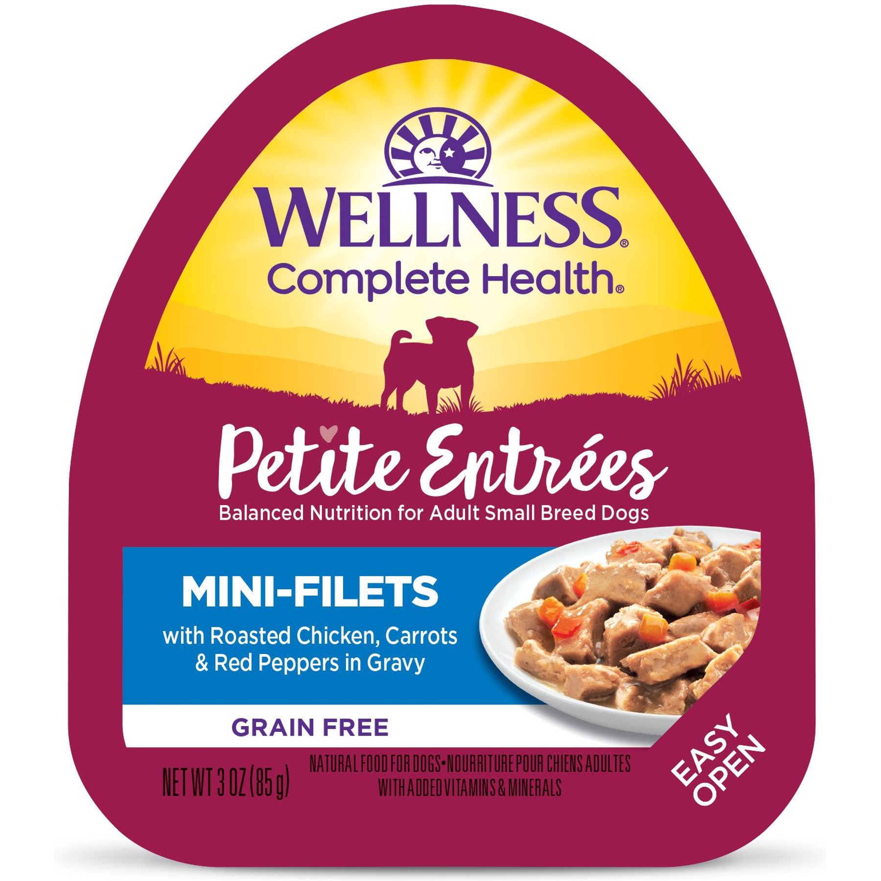 Wellness Complete Health Petite Entrees Adult Small Breed Grain-Free Chicken, Carrots & Red Peppers Mini-Filets Wet Dog Food