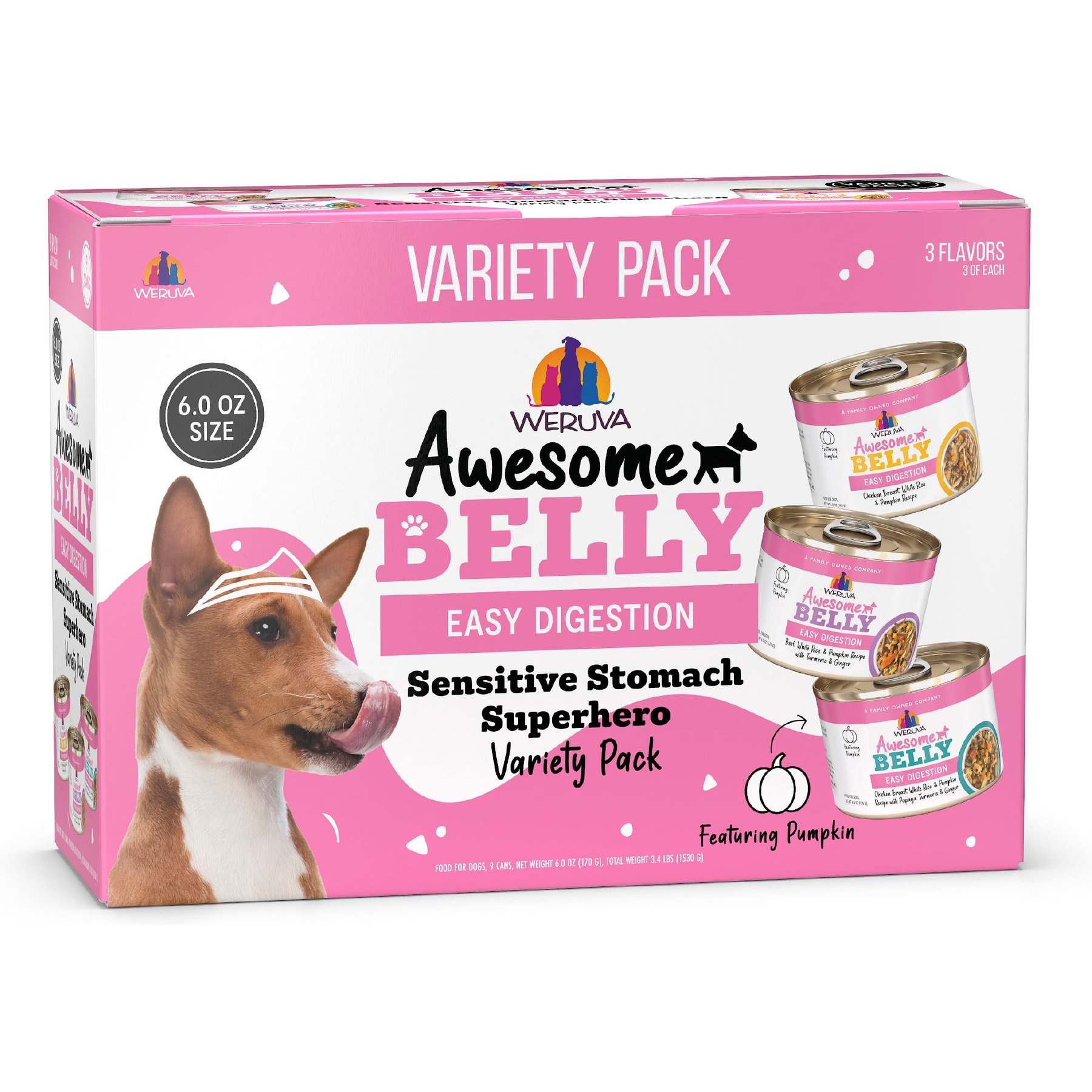 Weruva Awesome Belly Sensitive Stomach Superhero Variety Pack Adult Gluten-Free Chicken Shredded Canned Wet Dog Food