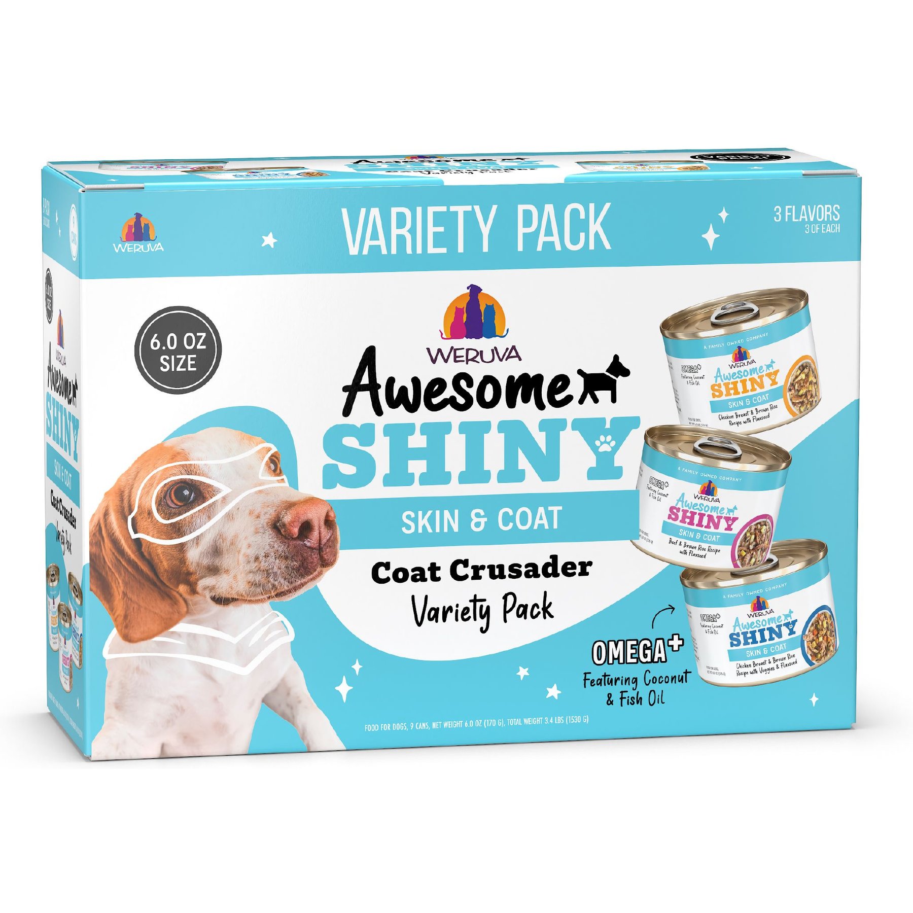Weruva Awesome Shiny Coat Crusader Variety Pack Adult Gluten-Free Chicken Shredded Canned Wet Dog Food