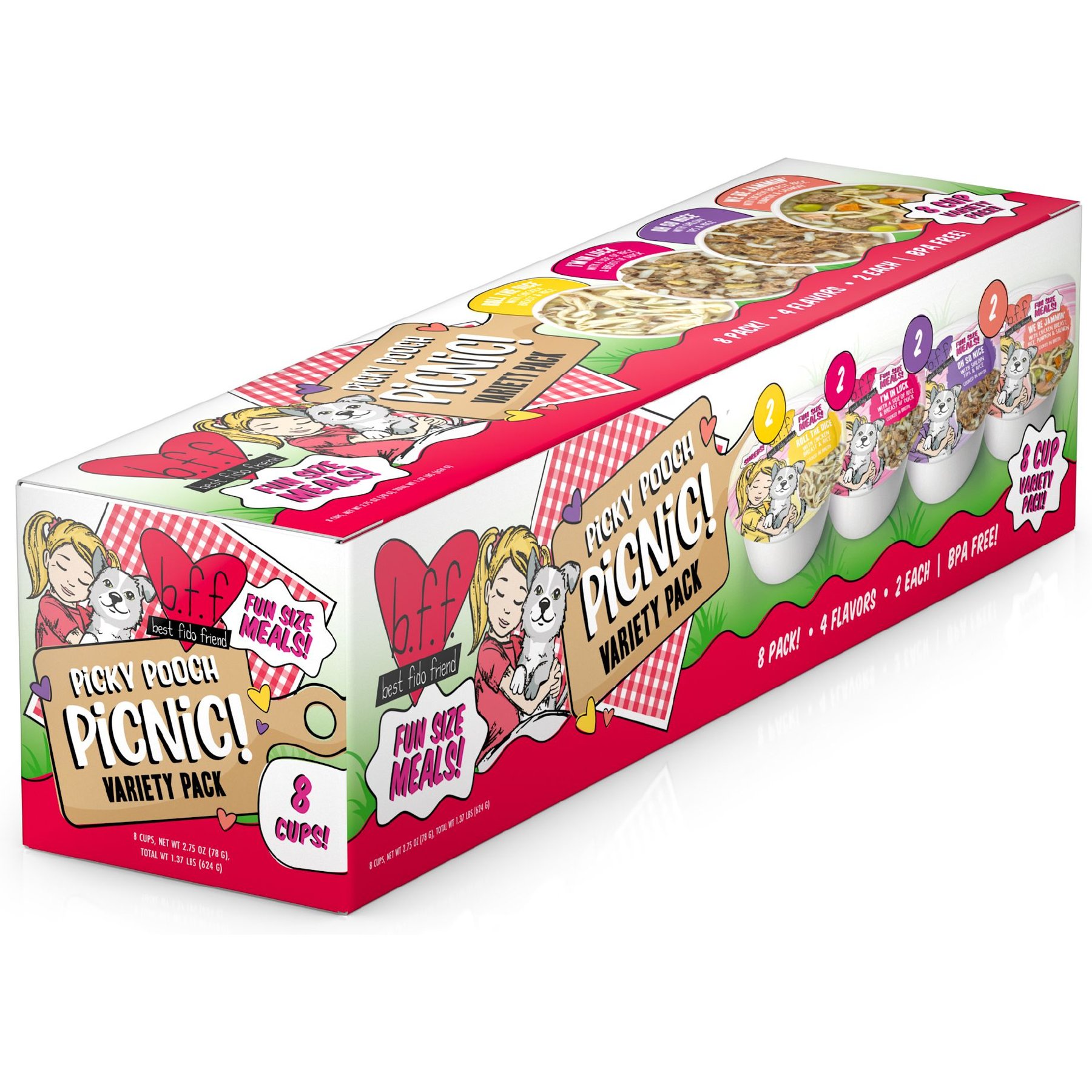 Weruva Best Fido Friend Fun Size Meals Picky Pooch Picnic Variety Pack Wet Dog Food, 2.75-oz cup, case of 8