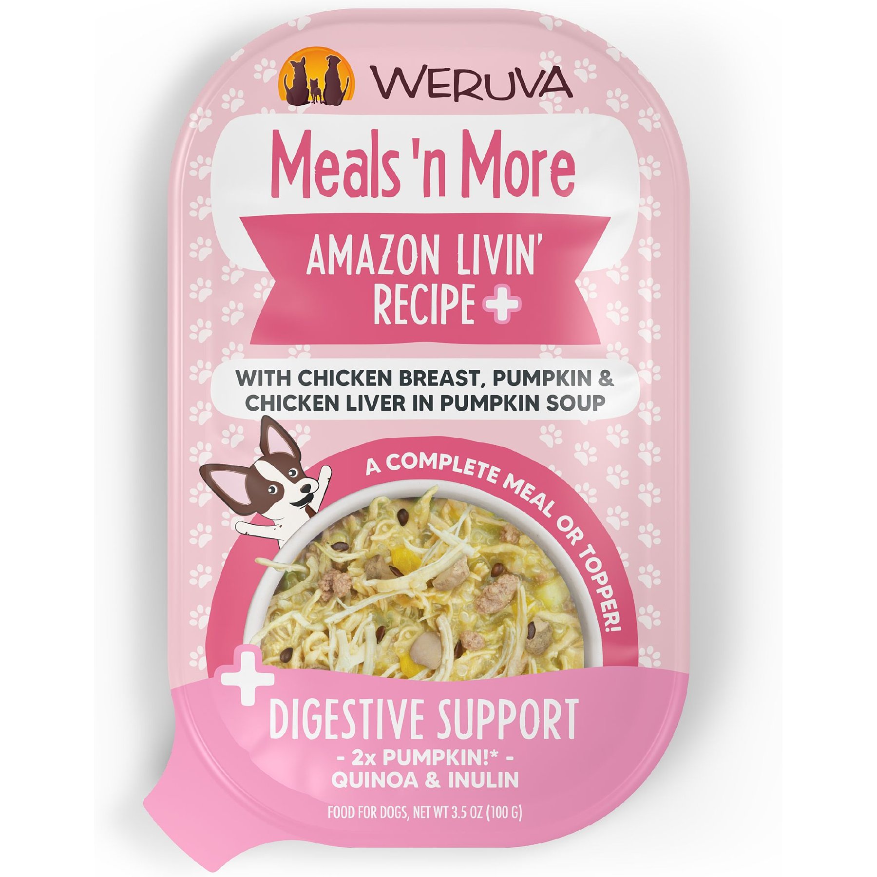 Weruva Meals 'n More Natural Wet Dog Food, Amazon Livin' Plus Digestive Support, 3.5-oz cup, 12 count