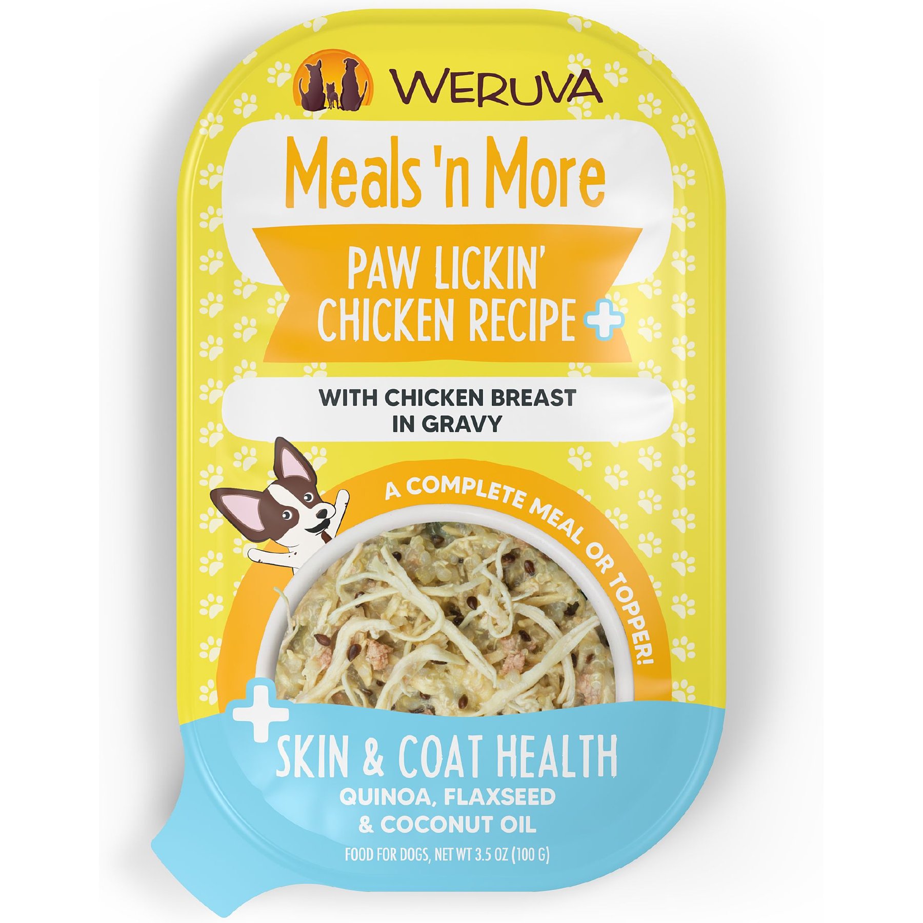 Weruva Meals 'n More Natural Wet Dog Food, Paw Lickin’ Chicken Plus Skin & Coat Health, 3.5-oz cup, 12 count