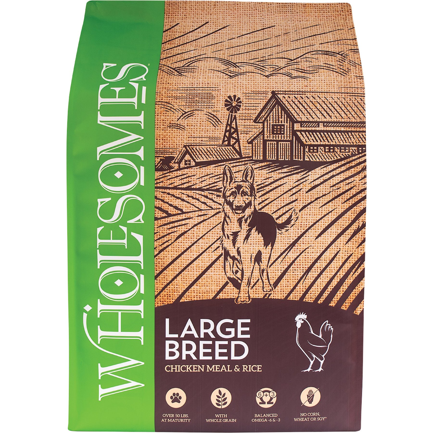 Wholesomes Large Breed with Chicken Meal & Rice Formula Adult Dry Dog Food
