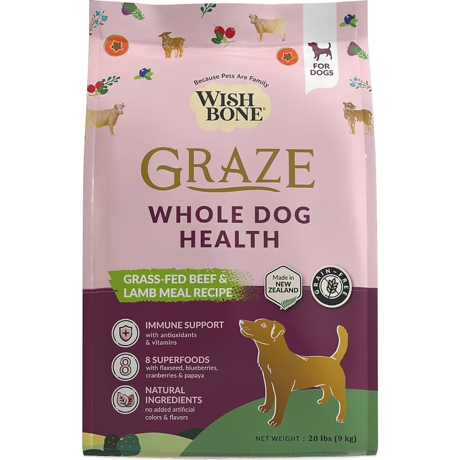 Wishbone Graze New Zealand Whole Dog Health Adult Grain-Free Beef & Lamb Dry Dog Food