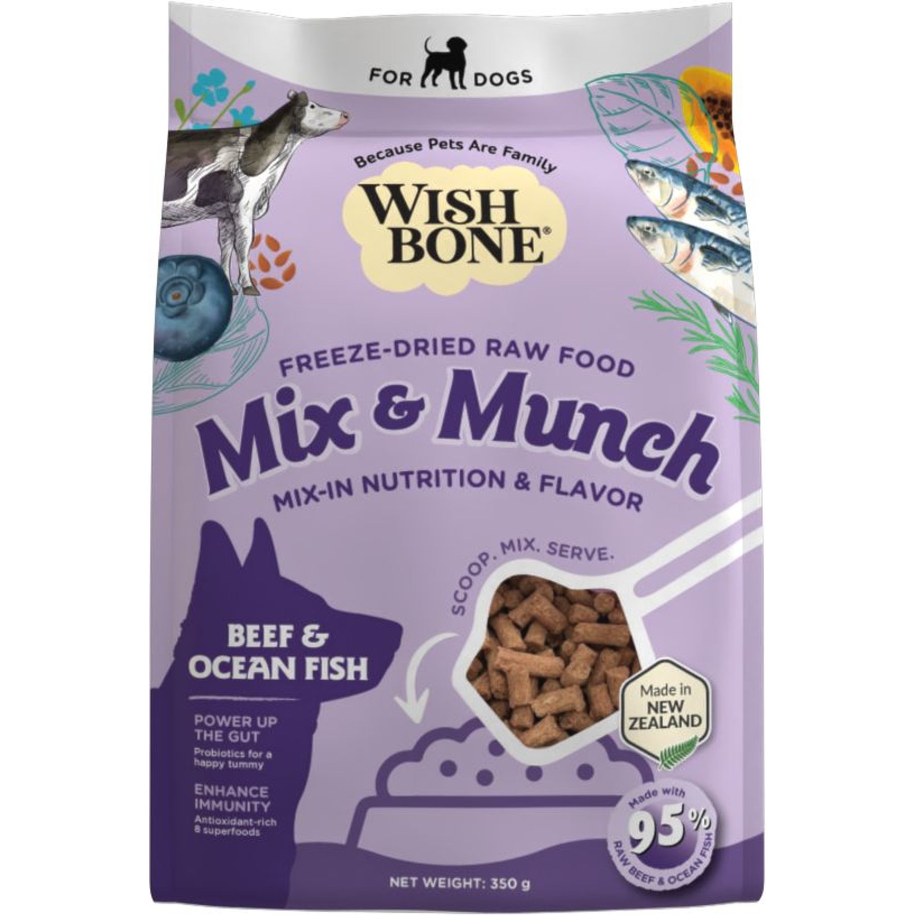 Wishbone Mix & Munch Raw Beef & Ocean Fish High-Protein Grain-Free Adult Freeze-Dried Dog Food