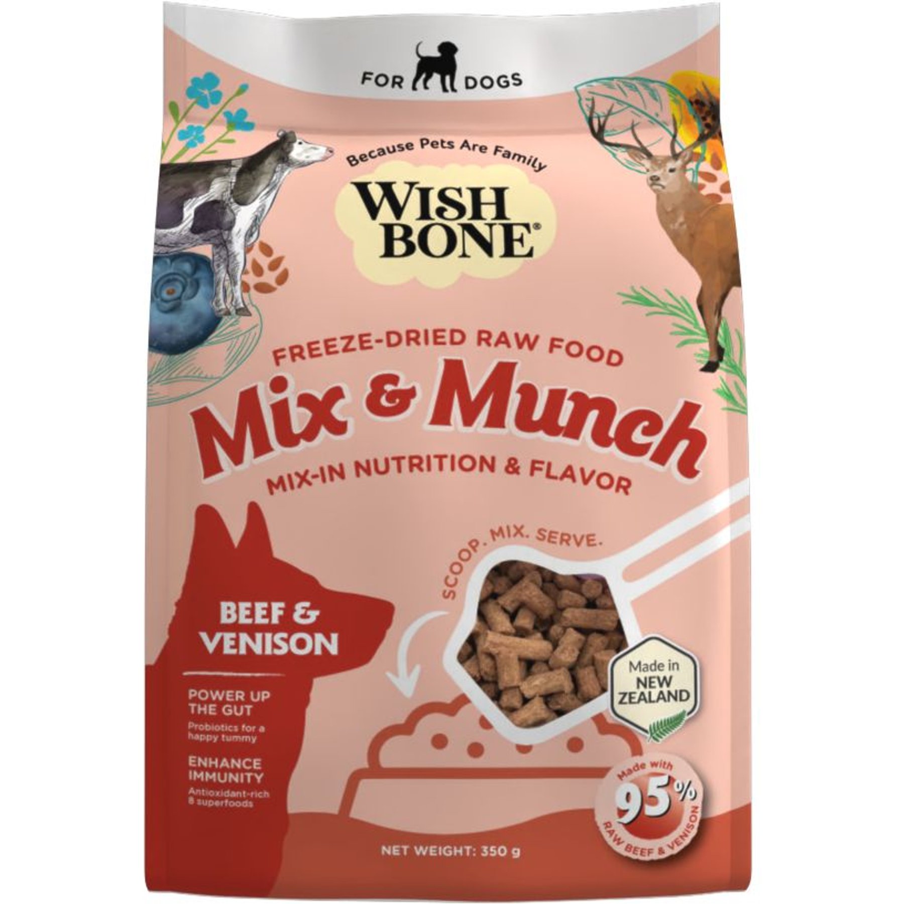 Wishbone Mix & Munch Raw Beef & Venison High Protein Grain-Free Adult Freeze-Dried Dog Food