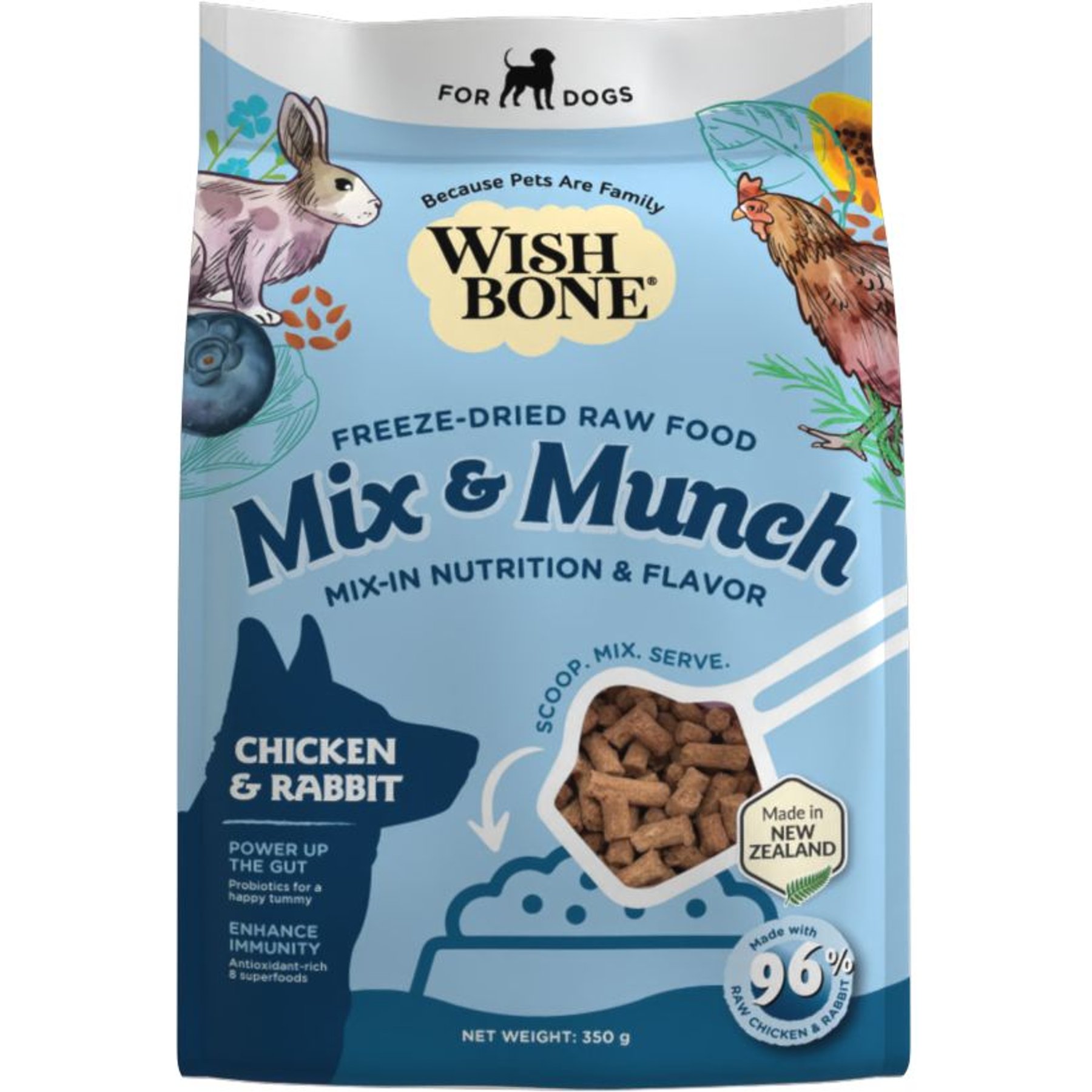 Wishbone Mix & Munch Raw Chicken & Rabbit High-Protein Grain-Free Adult Freeze-Dried Dog Food