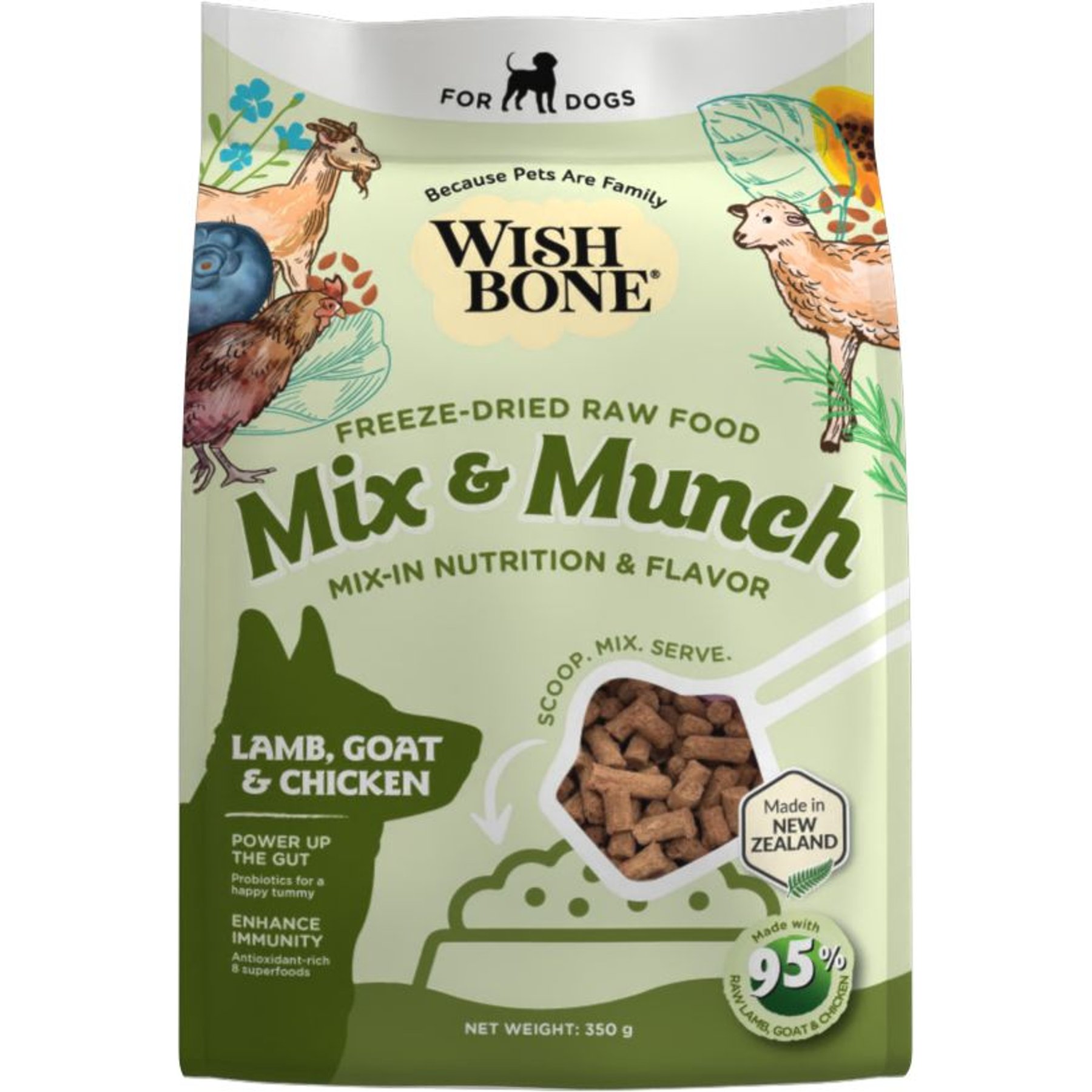 Wishbone Mix & Munch Raw Lamb, Goat & Chicken High-Protein Grain-Free Adult Freeze-Dried Dog Food