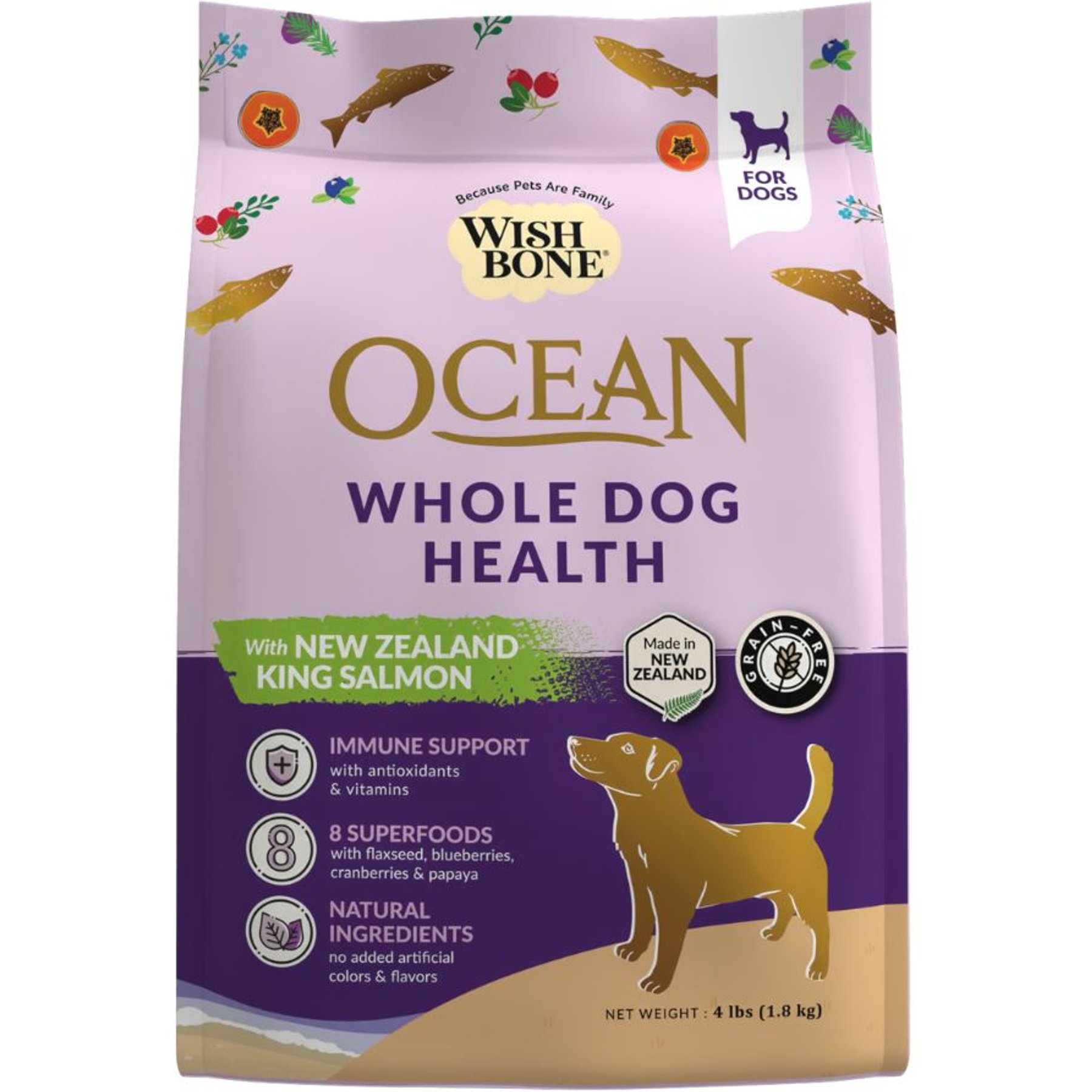 Wishbone Ocean New Zealand Whole Dog Health Adult Grain-Free King Salmon Dry Dog Food