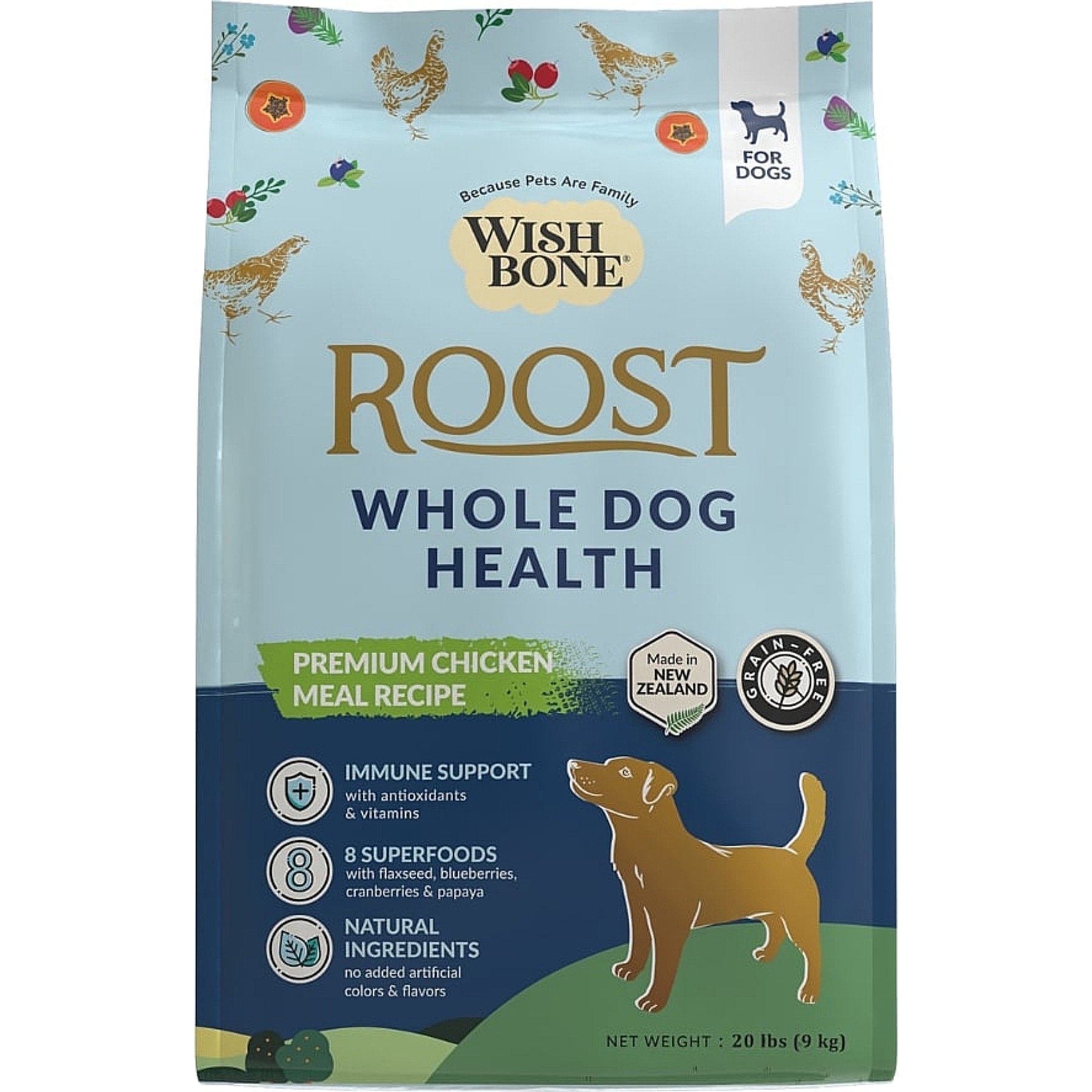 Wishbone Roost New Zealand Whole Dog Health Adult Grain-Free Chicken Dry Dog Food