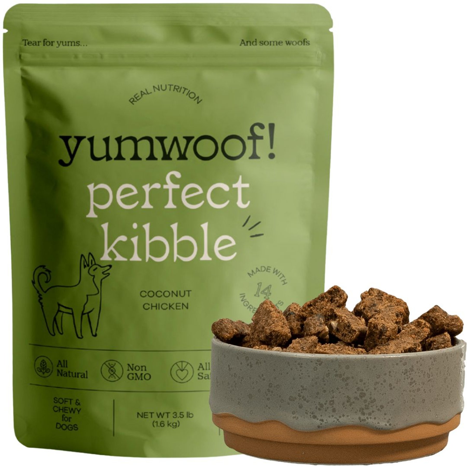 Yumwoof Natural Pet Food Perfect Kibble Gut Health Coconut Chicken Air-Dried Dog Food