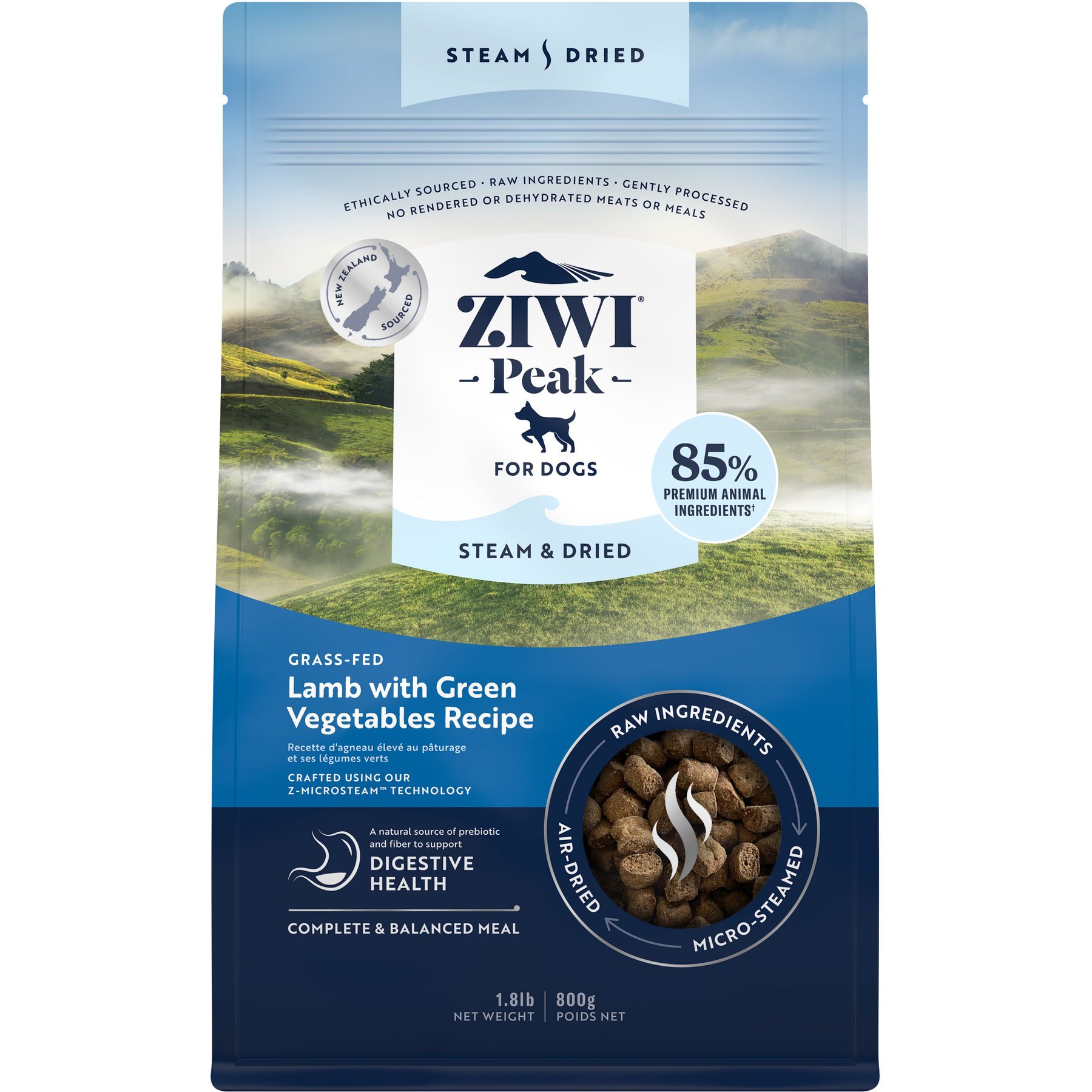 ZIWI Peak Lamb with Green Vegetables Recipe Steam & Dried Dog Food